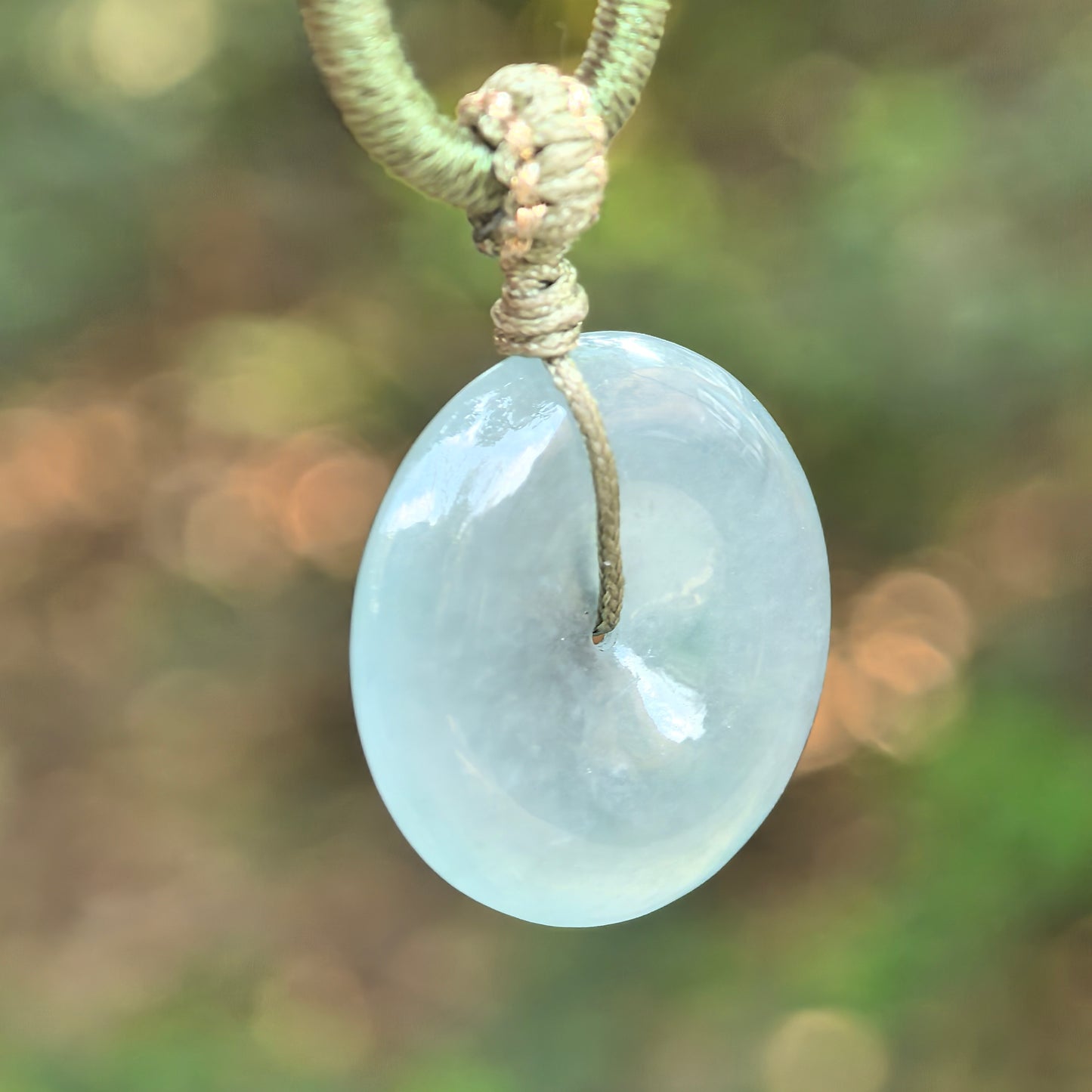 Natural Grade-A Jadeite Icy Translucent Clear-Green Peace Pendant ·Burmese Jade