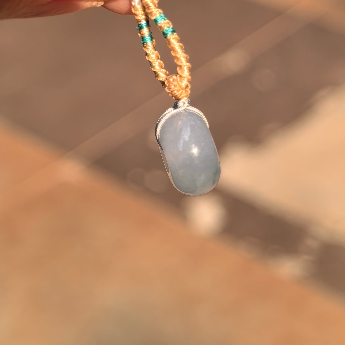 Natural Grade-A Icy Light Lavender Jadeite Thick Peace Pendant ·Burmese Jade