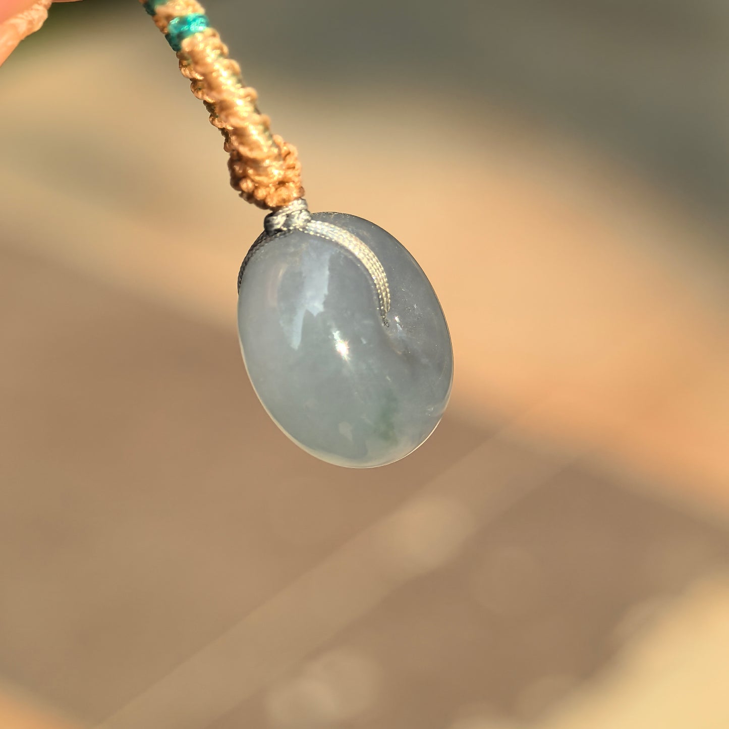 Natural Grade-A Icy Light Lavender Jadeite Thick Peace Pendant ·Burmese Jade