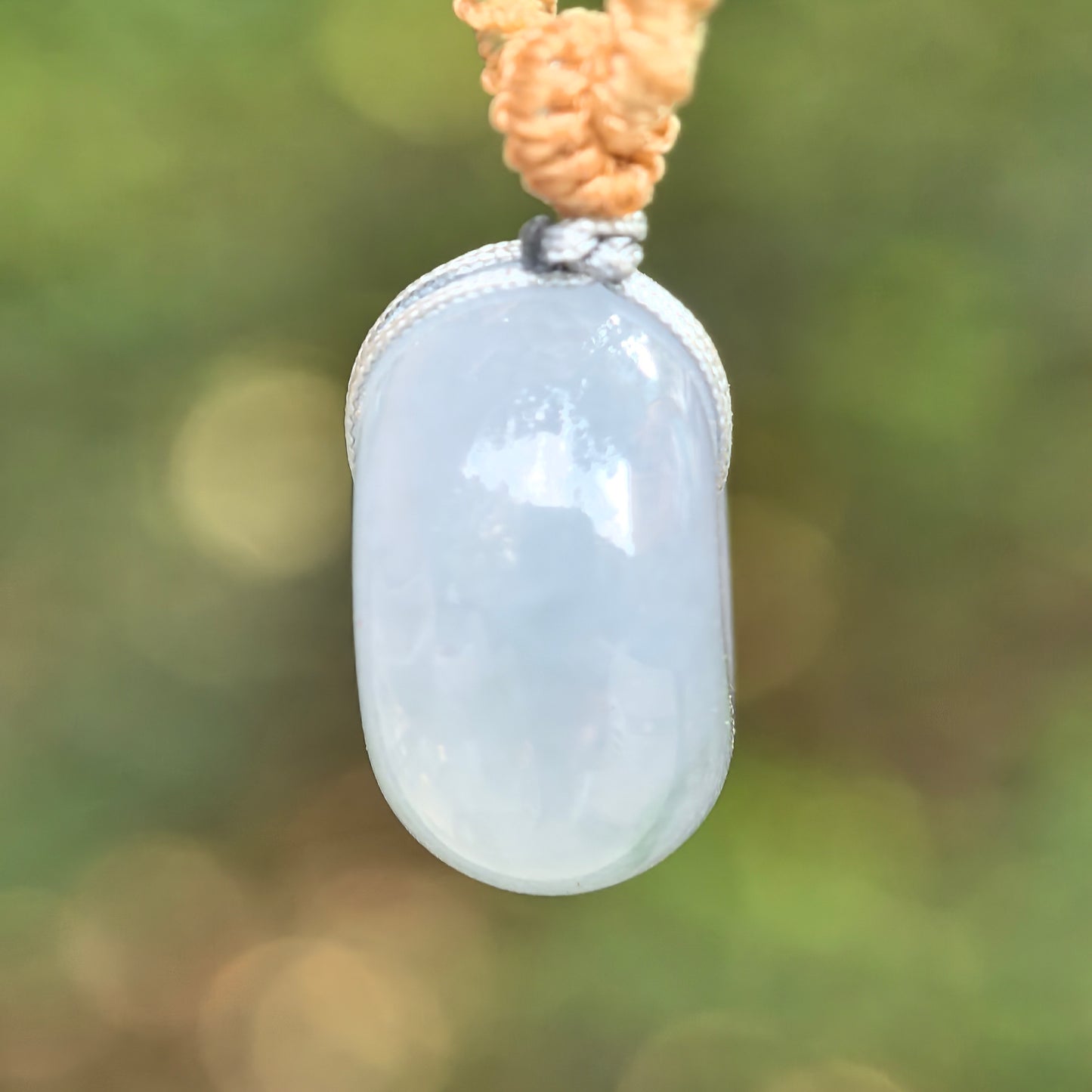 Natural Grade-A Icy Light Lavender Jadeite Thick Peace Pendant ·Burmese Jade