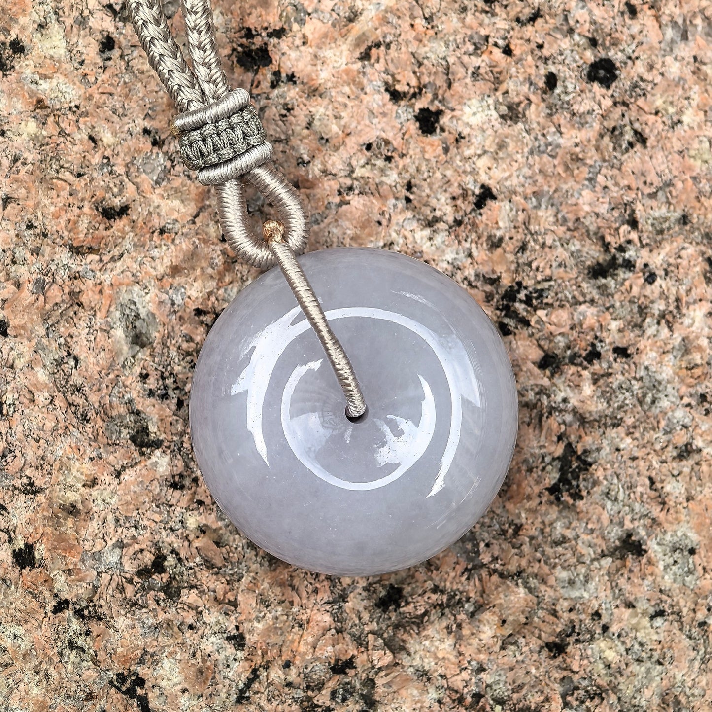 Natural Grade-A Jadeite Thick Lavender Peace Pendant – Glutinous Burmese Jade Donut