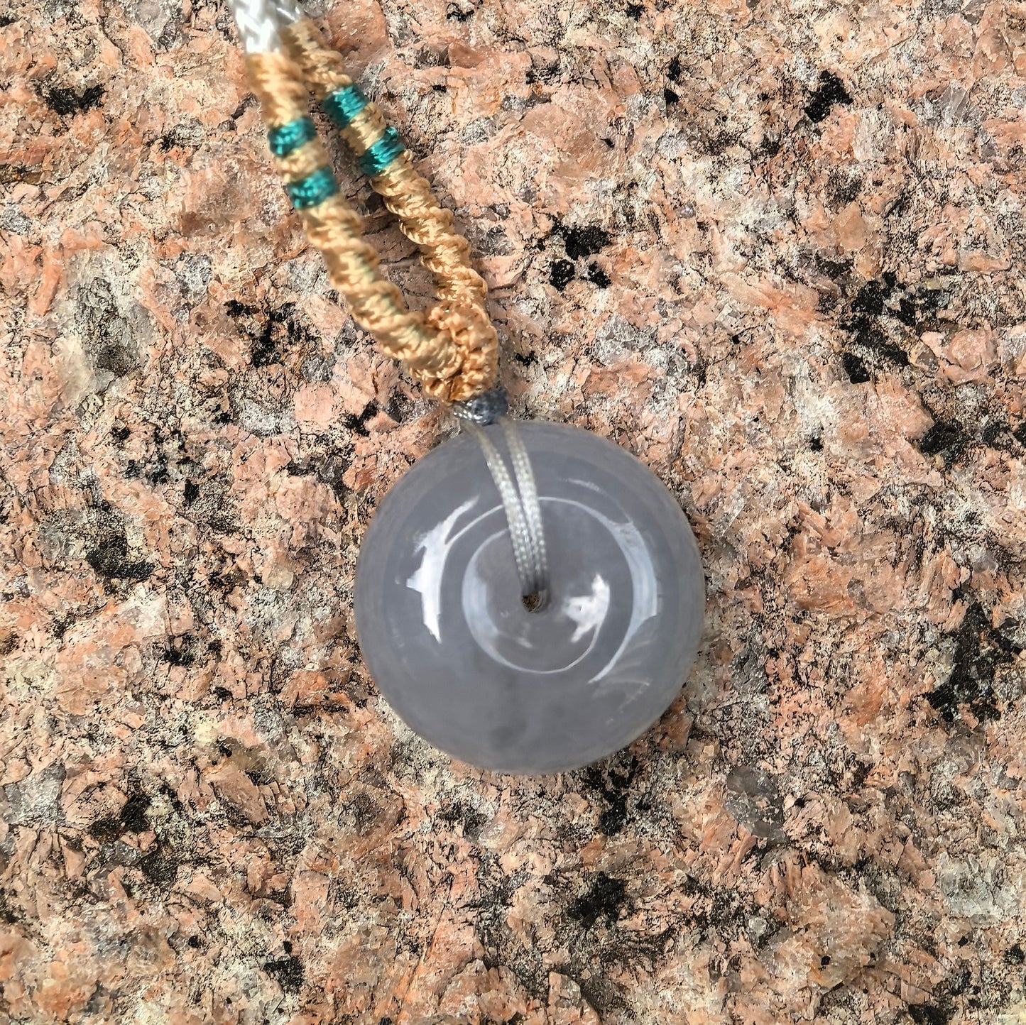 Natural Grade-A Icy Light Lavender Jadeite Thick Peace Pendant ·Burmese Jade