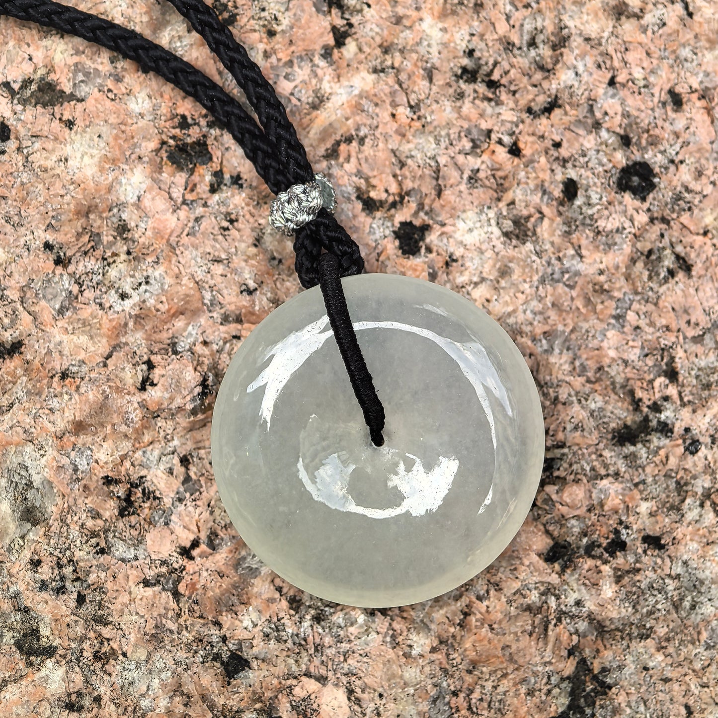 Natural Grade-A Jadeite White Glutinous Icy Peace Pendant ·Burmese Jade