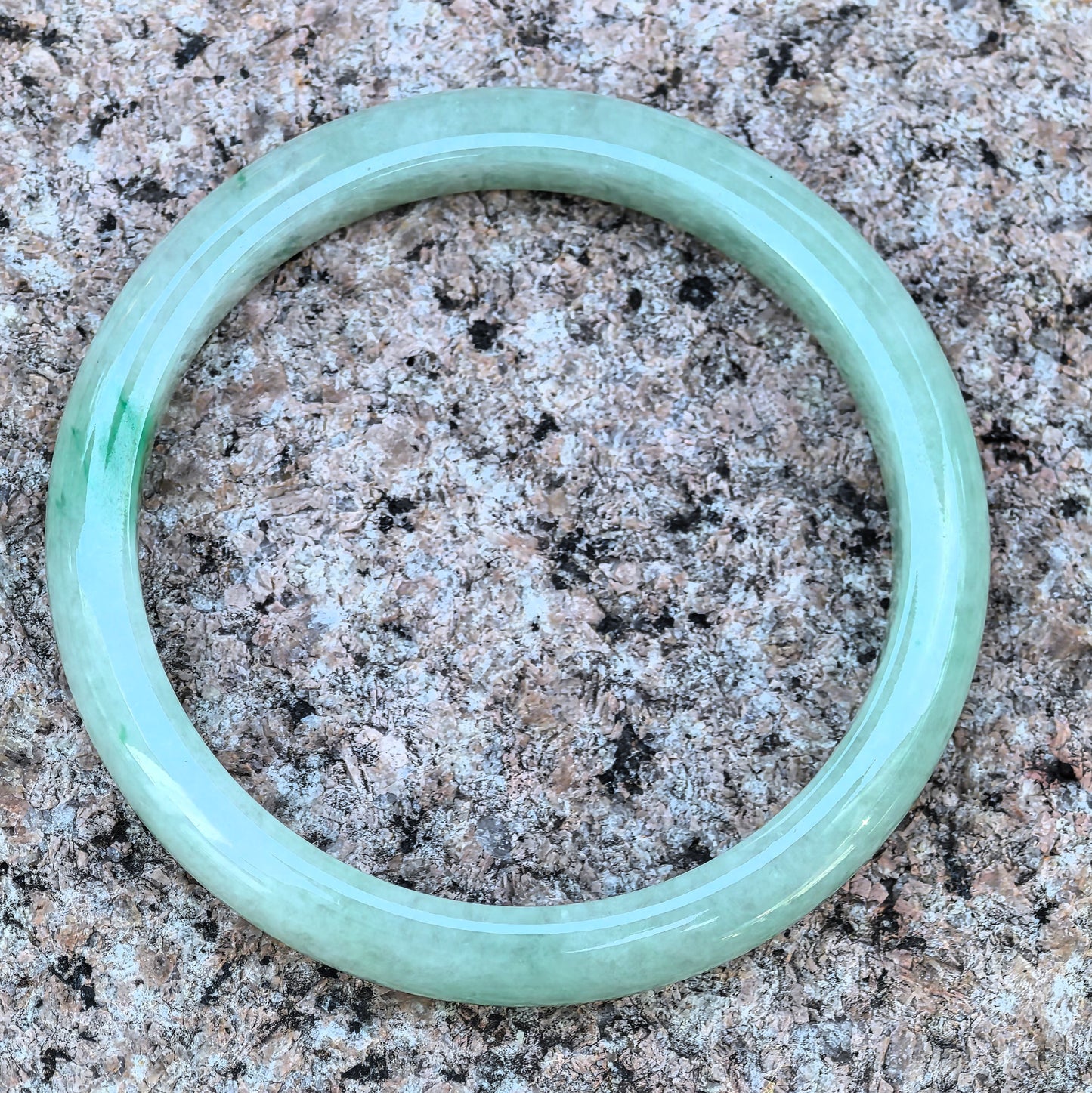 Natural Grade-A Jadeite Icy Glutinous Apple-Green D-shaped Bangle ·Burmese Jade 53.6mm