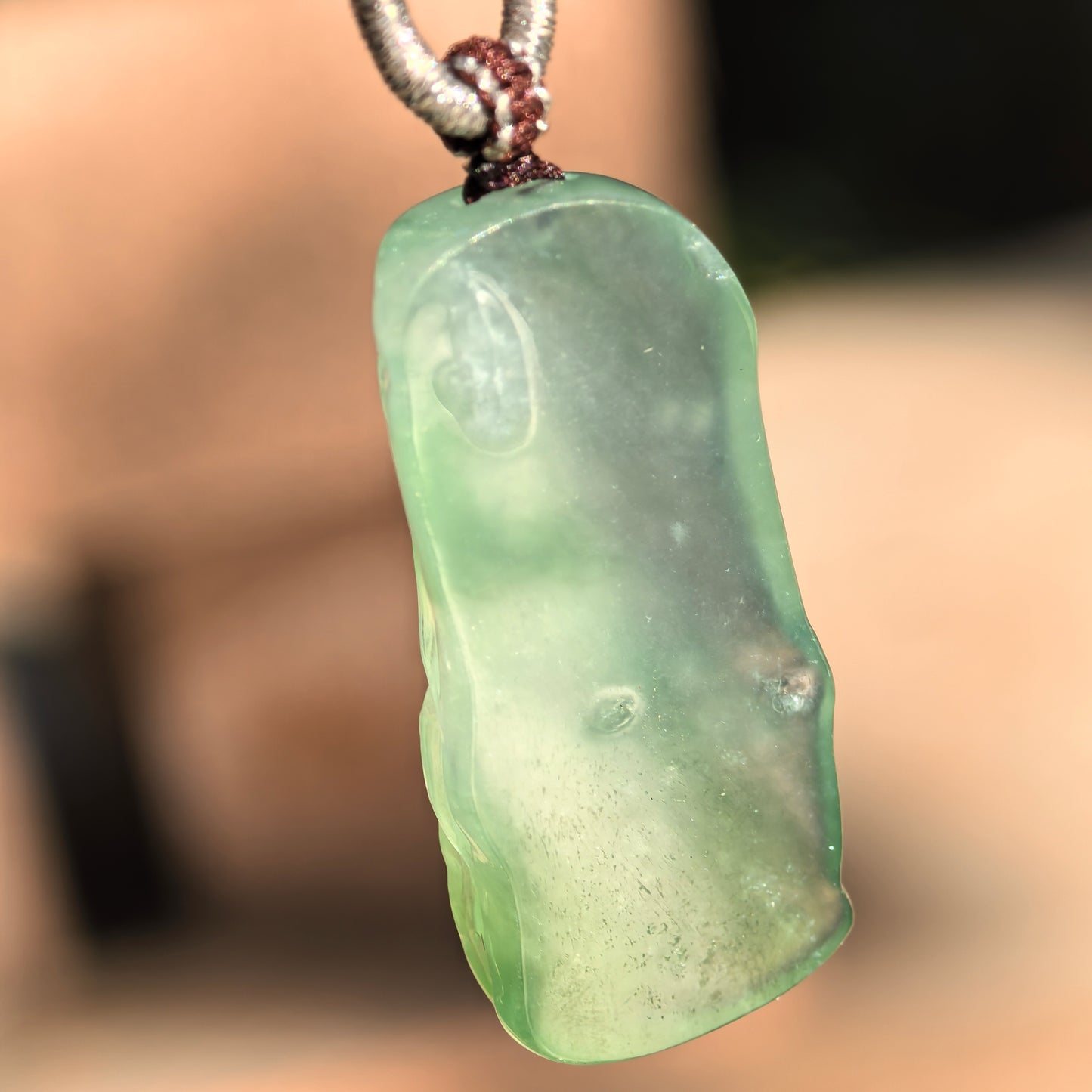 Natural Grade-A Jadeite Icy Translucent Green Bamboo Pendant · Burmese Jade