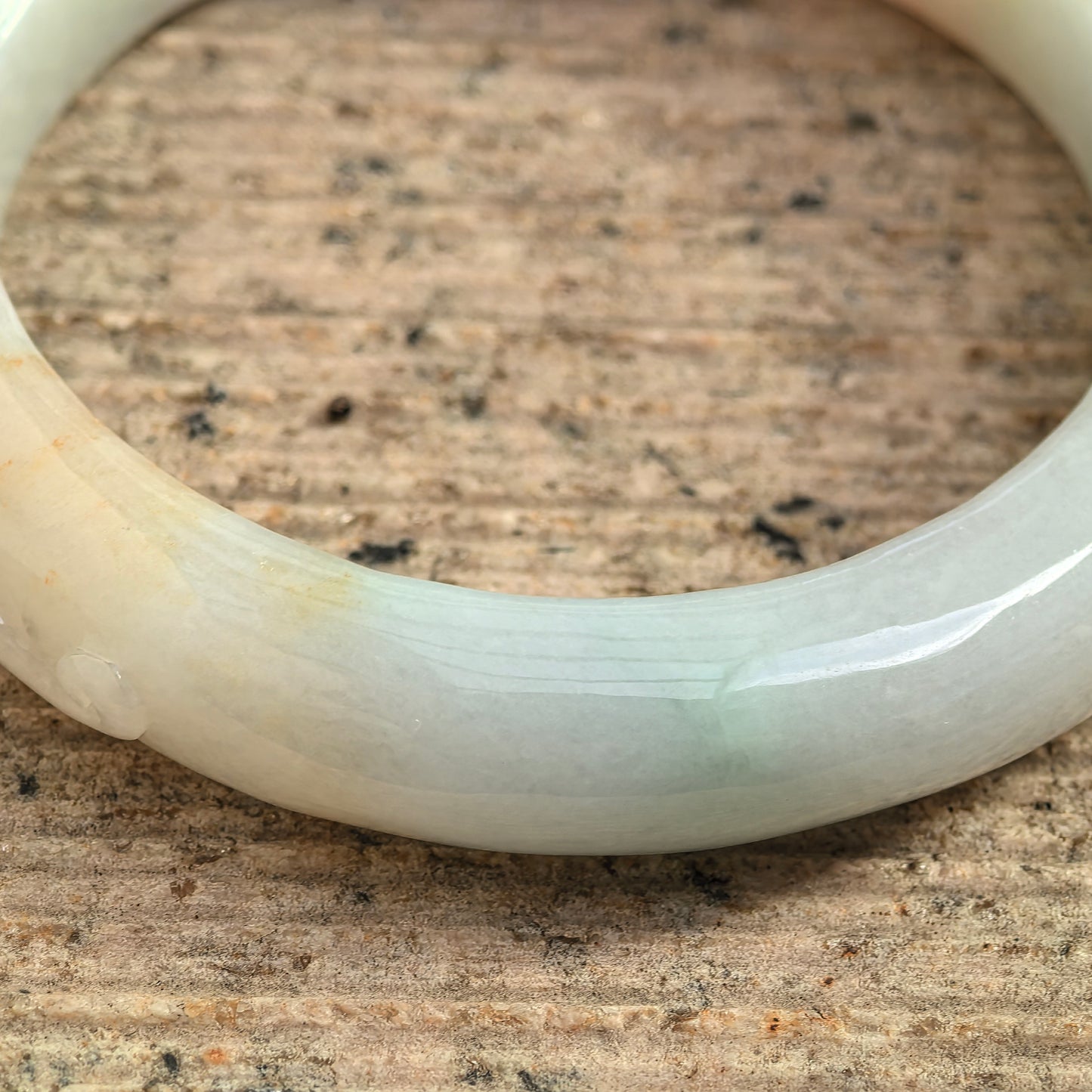 Natural Grade-A Jadeite Glutinous “Golden Splash” Carved D-shape Bangle ·Burmese Jade