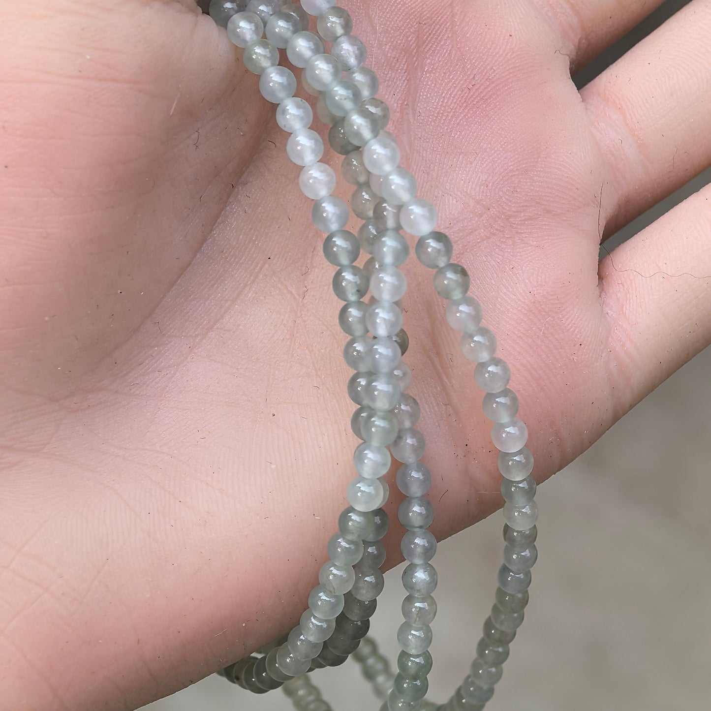 Natural Grade-A Jadeite Long Beaded Strand – High Icy Burmese Jade Mini Beads, Necklace or Multi-Layer Bracelet