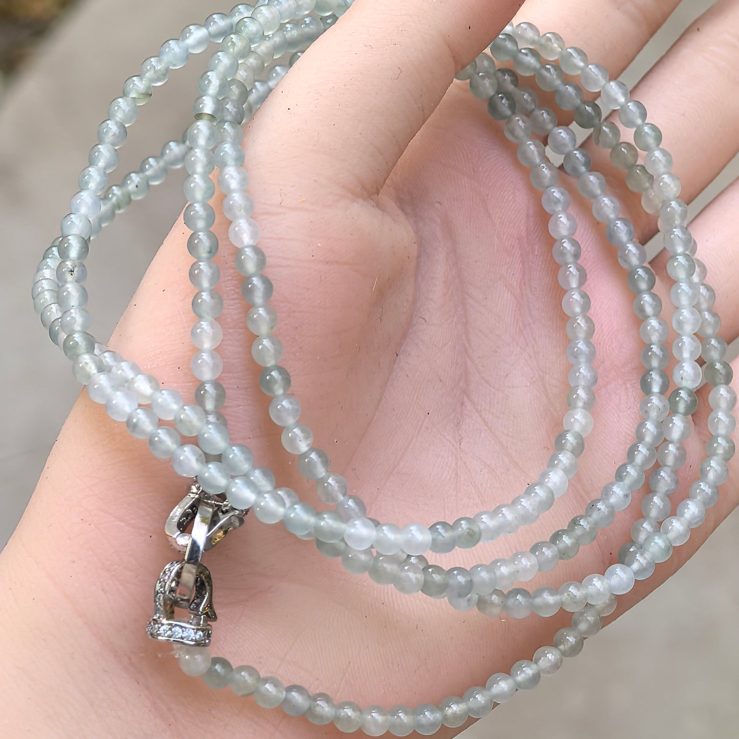 Natural Grade-A Jadeite Long Beaded Strand – High Icy Burmese Jade Mini Beads, Necklace or Multi-Layer Bracelet