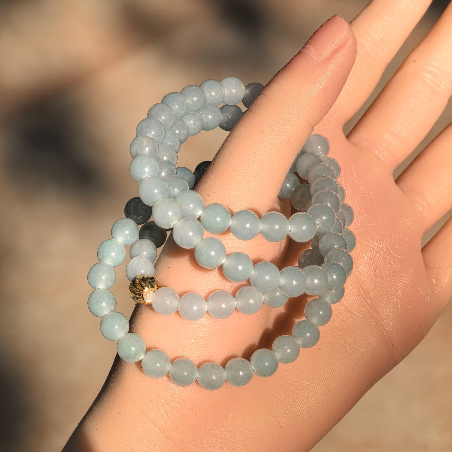 Natural Grade-A Jadeite Glutinous Icy Bead Multi-Wrap Strand · Burmese Jade 7.2mm