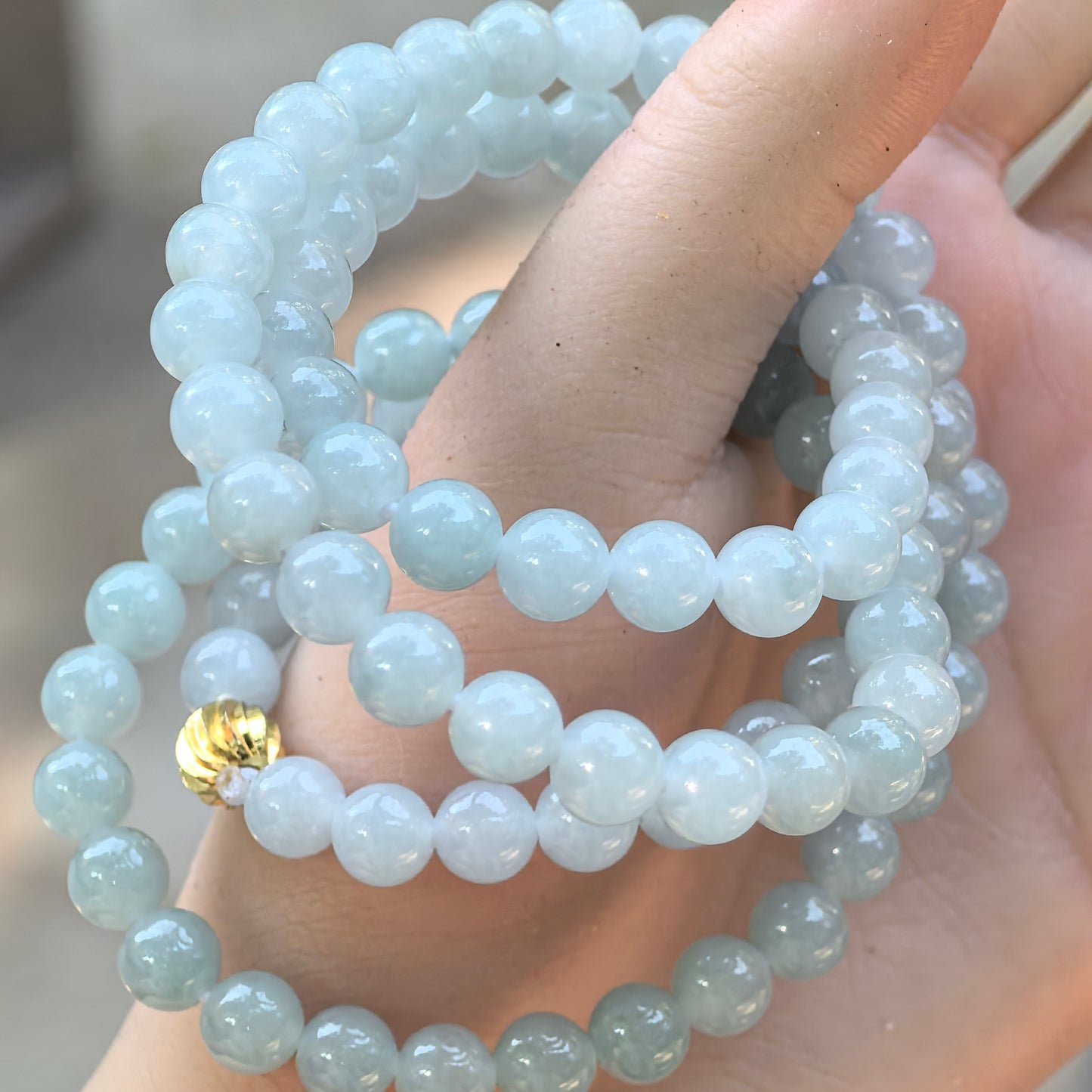 Natural Grade-A Jadeite Glutinous Icy Bead Multi-Wrap Strand · Burmese Jade 7.2mm