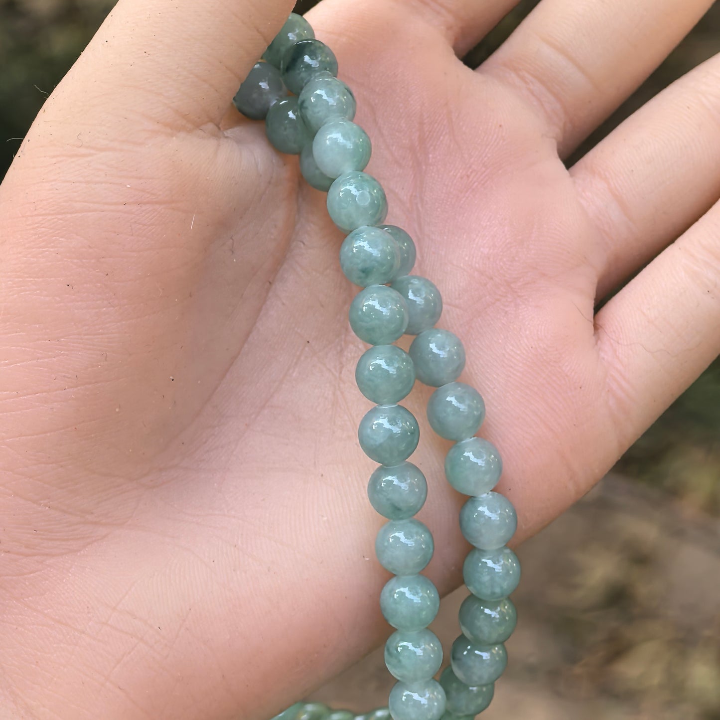 Natural Grade-A Jadeite Glutinous-Icy Light Green Bead Multi-Wrap Strand · Burmese Jade 7.2mm
