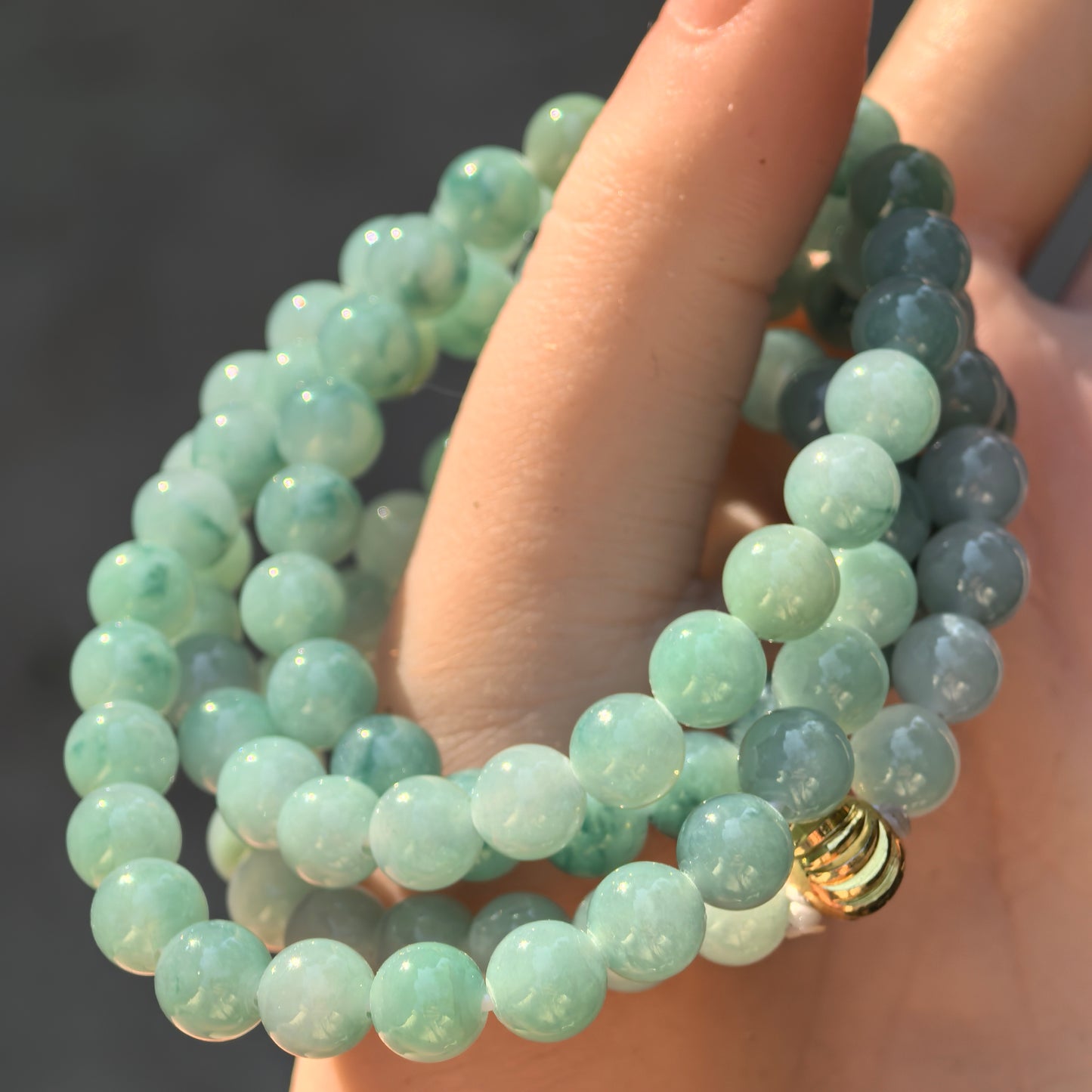 Natural Grade-A Jadeite Glutinous-Icy Light Green Bead Multi-Wrap Strand · Burmese Jade 7.2mm