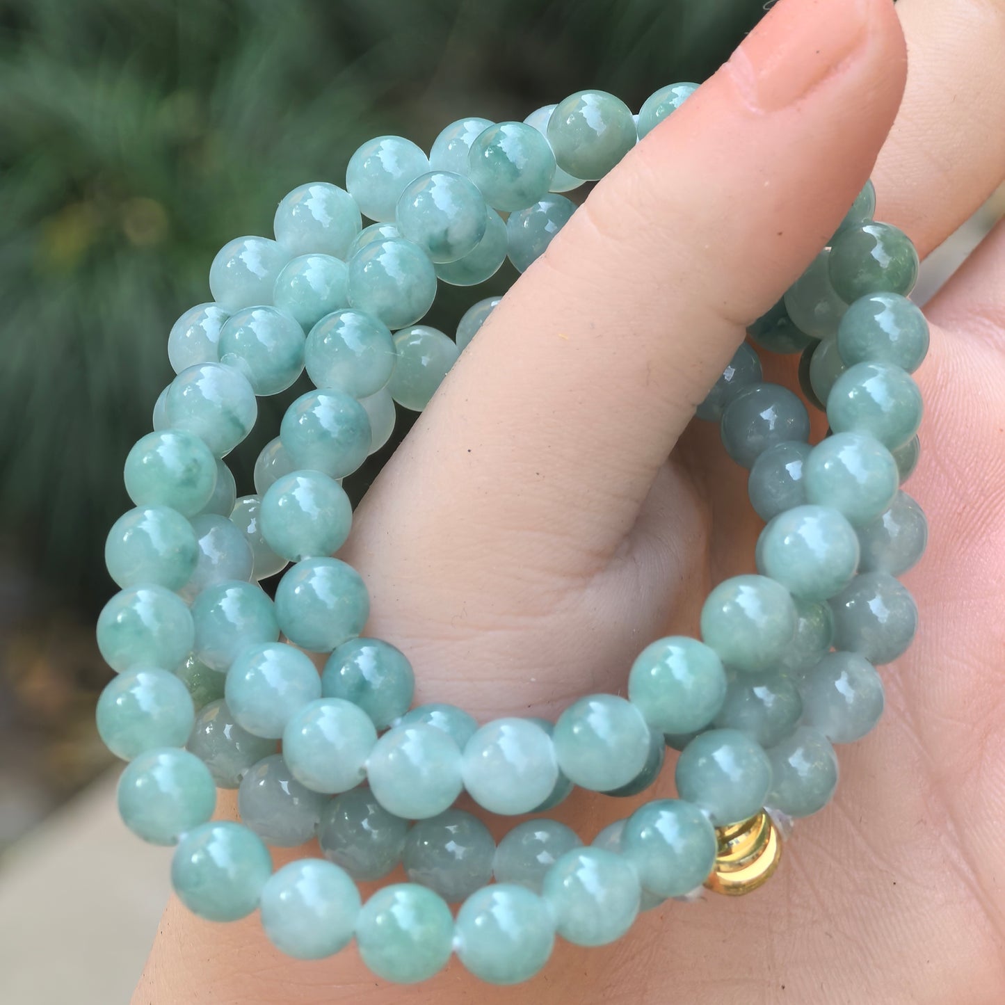 Natural Grade-A Jadeite Glutinous-Icy Light Green Bead Multi-Wrap Strand · Burmese Jade 7.2mm