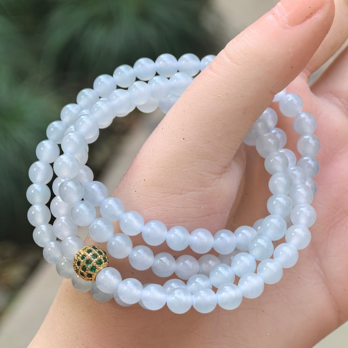 Natural Grade-A Jadeite Icy Translucent Bead Multi-Wrap Strand · Burmese Jade 5.8mm