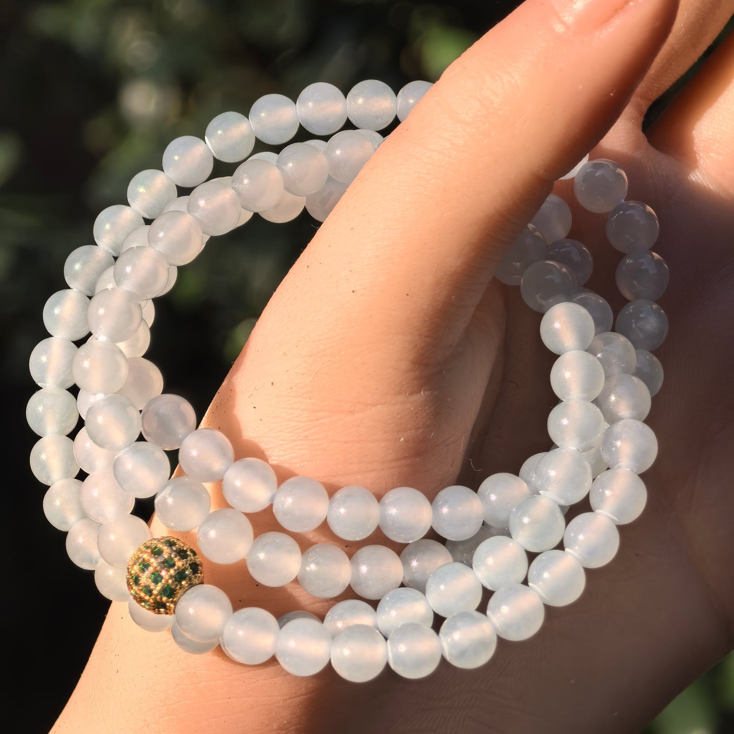 Natural Grade-A Jadeite Icy Translucent Bead Multi-Wrap Strand · Burmese Jade 5.8mm
