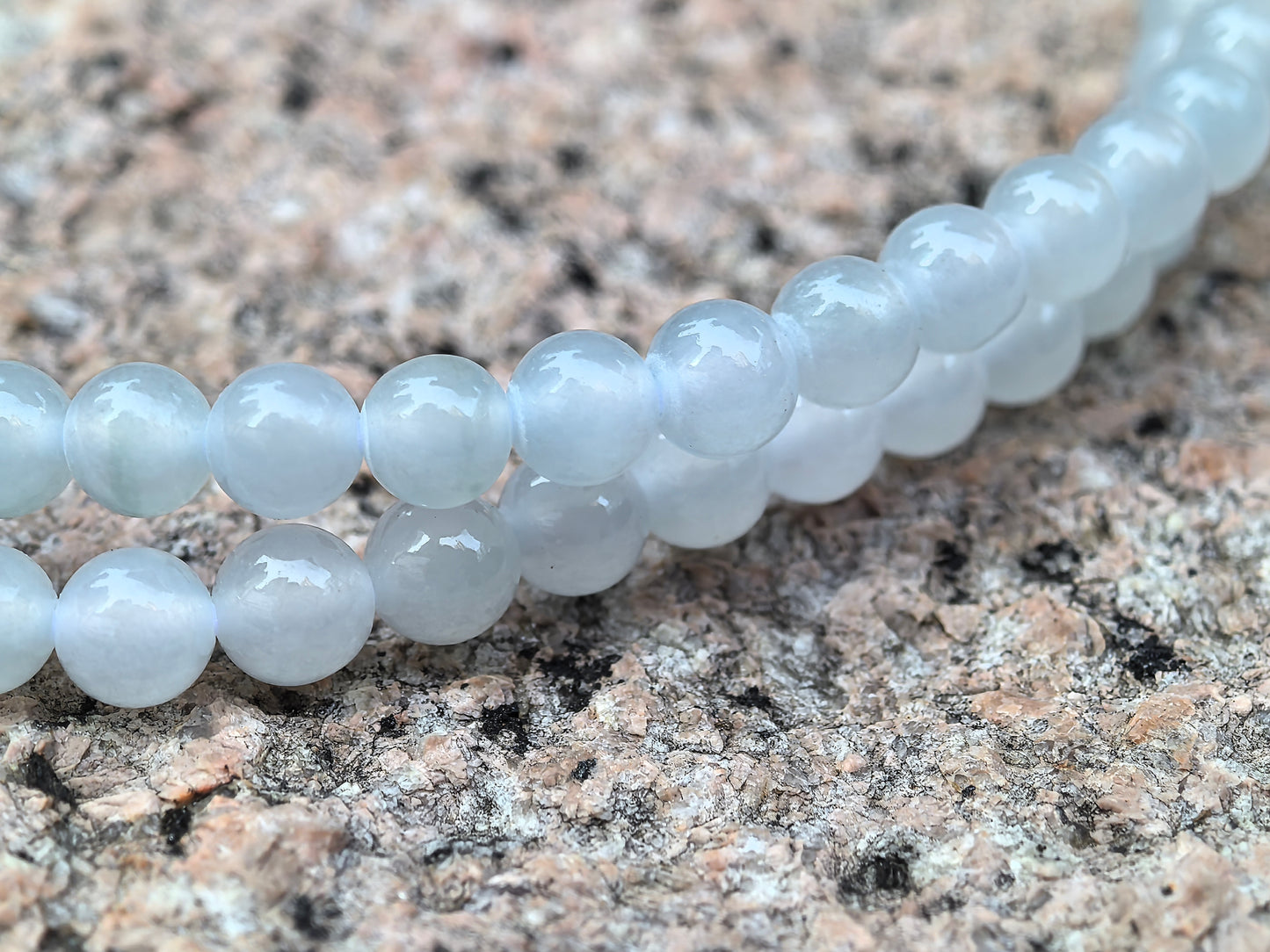 Natural Grade-A Jadeite Icy Translucent Bead Multi-Wrap Strand · Burmese Jade 5.8mm