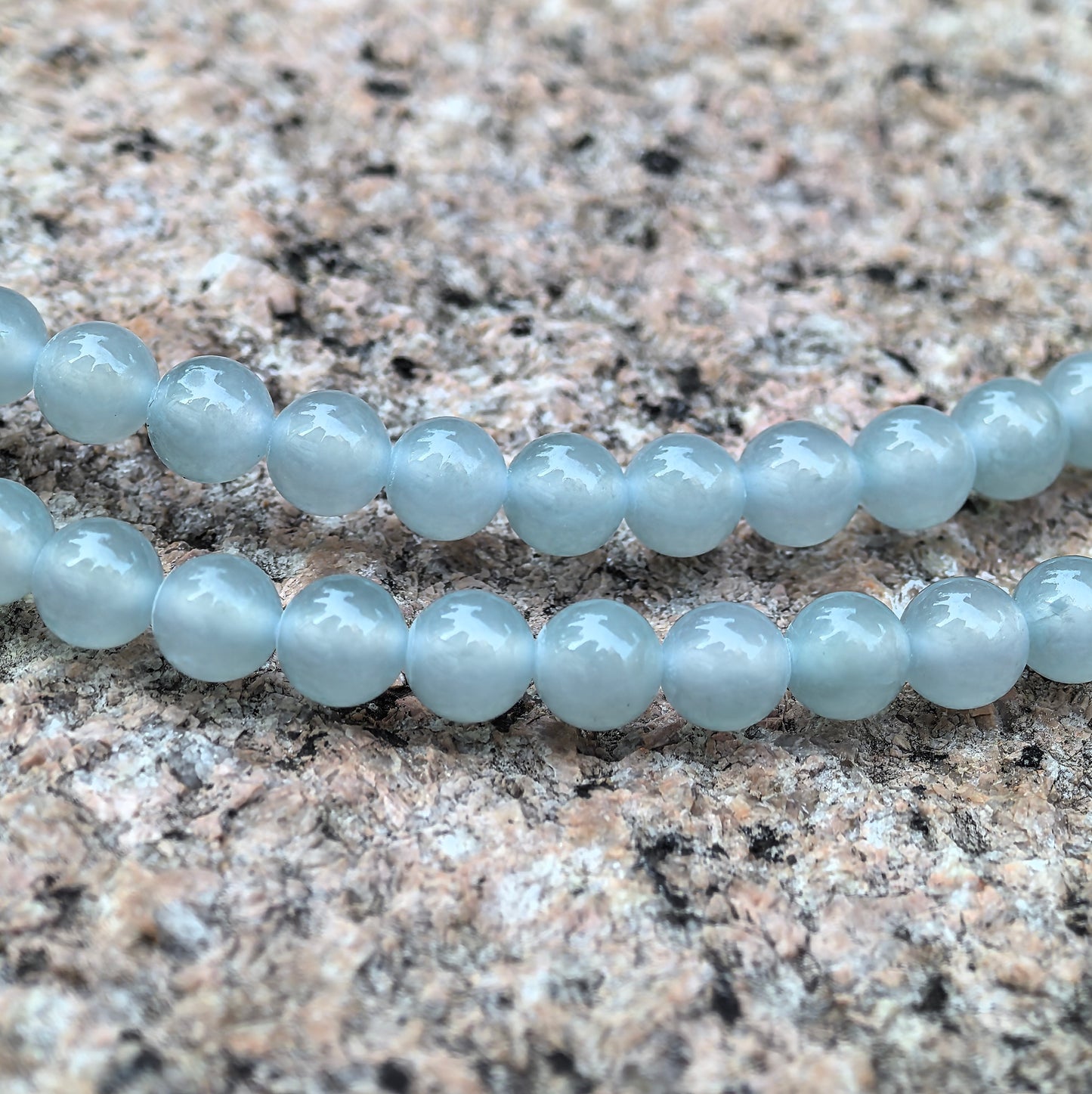 Natural Grade-A Jadeite Icy Translucent Bead Multi-Wrap Strand · Burmese Jade 5.8mm