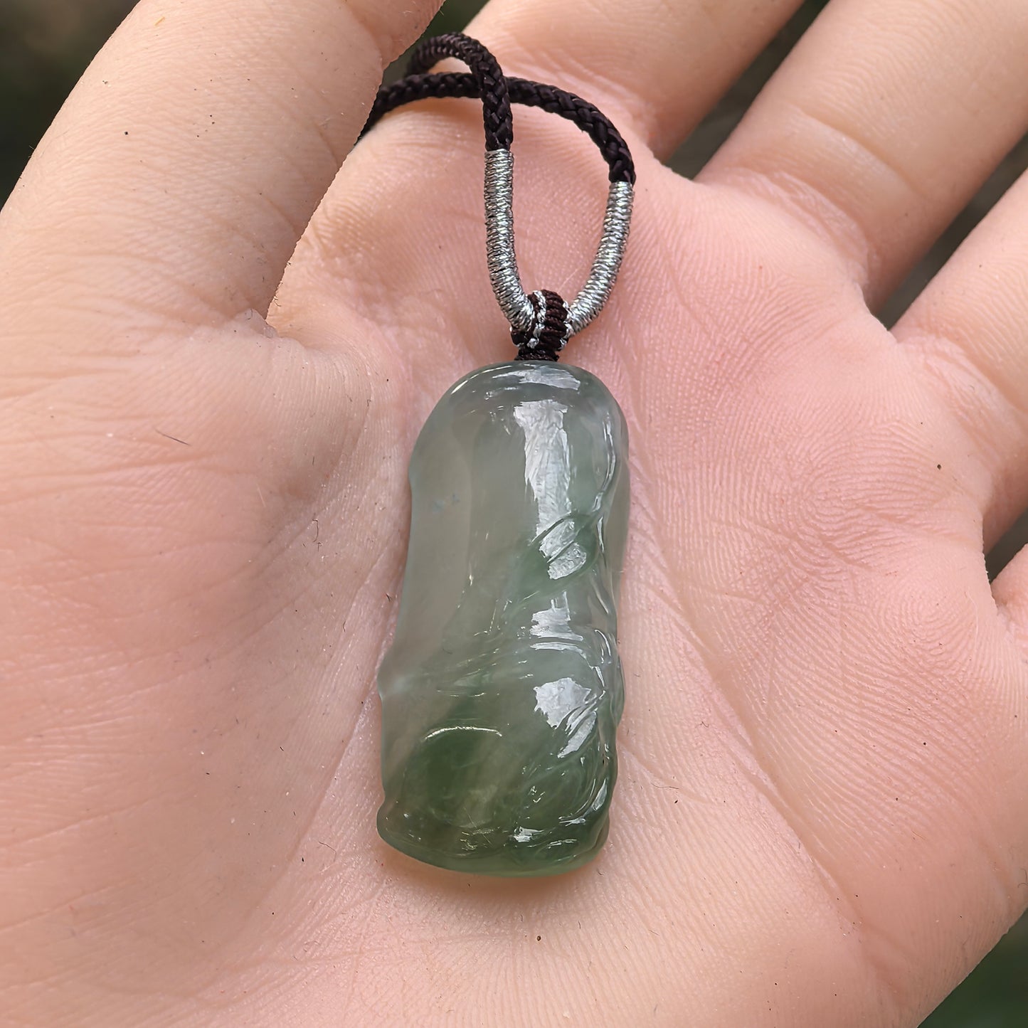 Natural Grade-A Jadeite Icy Translucent Green Bamboo Pendant · Burmese Jade