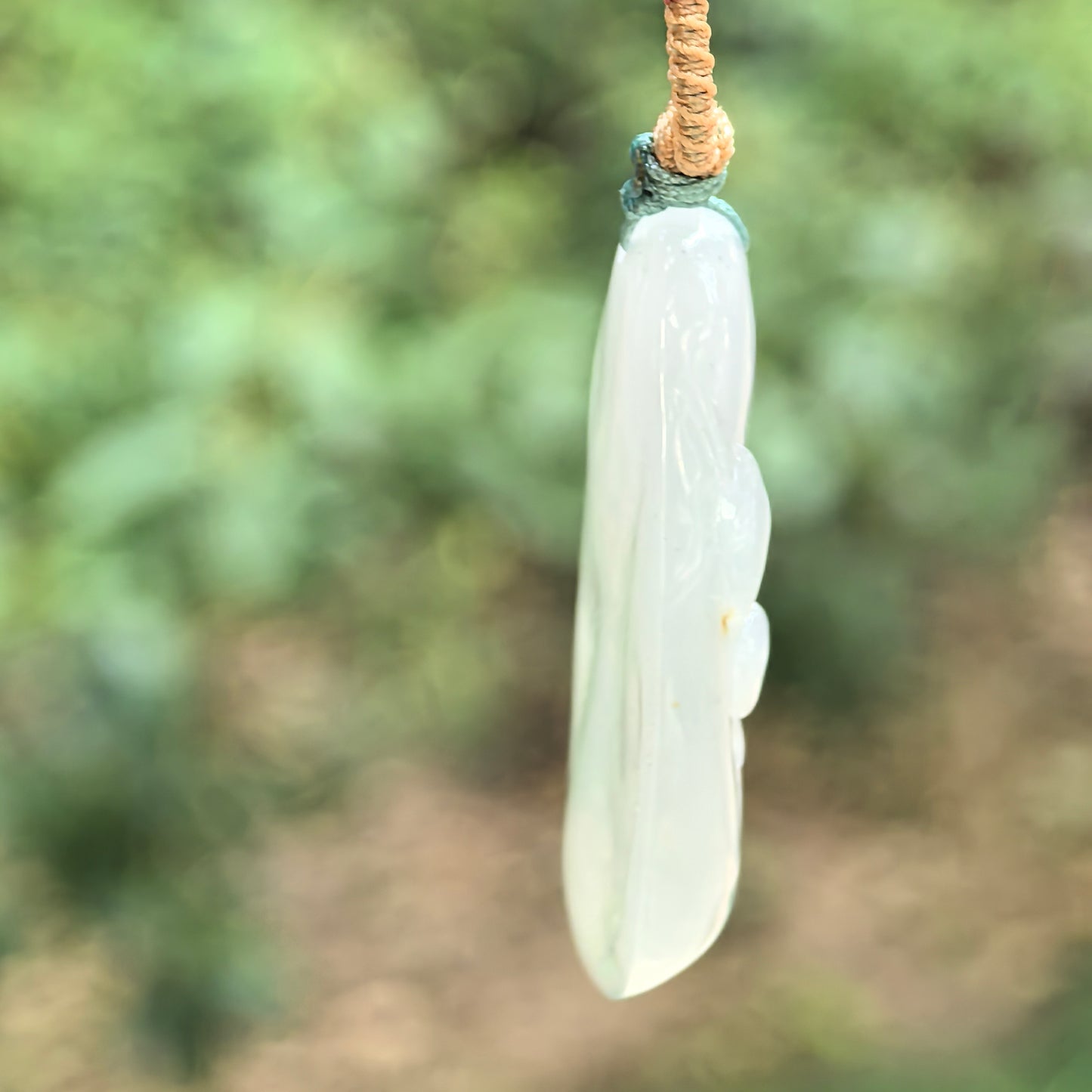 Natural Grade-A Jadeite Icy Glutinous Lotus Fish Pendant · Burmese Jade