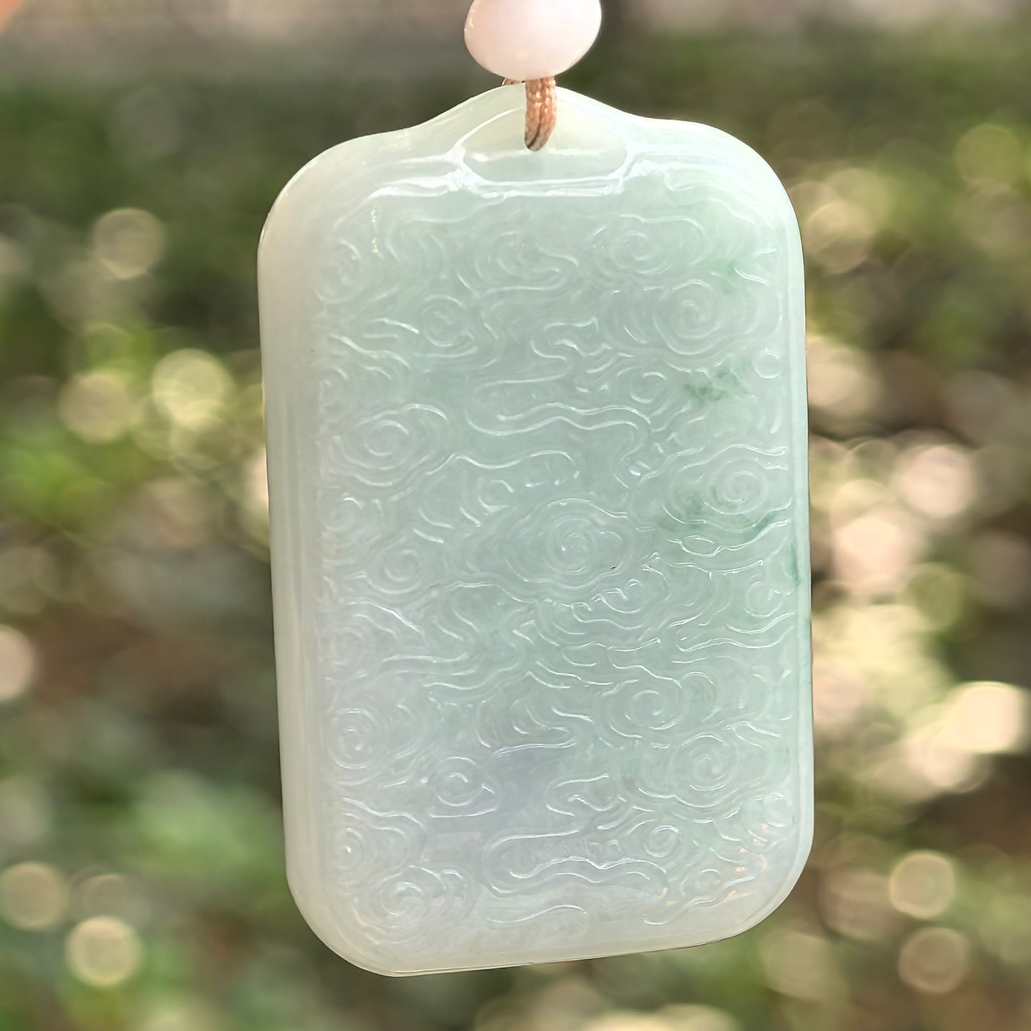 Natural Grade-A Jadeite “Dragon” Pendant – Blue-Tone Glutinous Jade Amulet · Burmese Jade