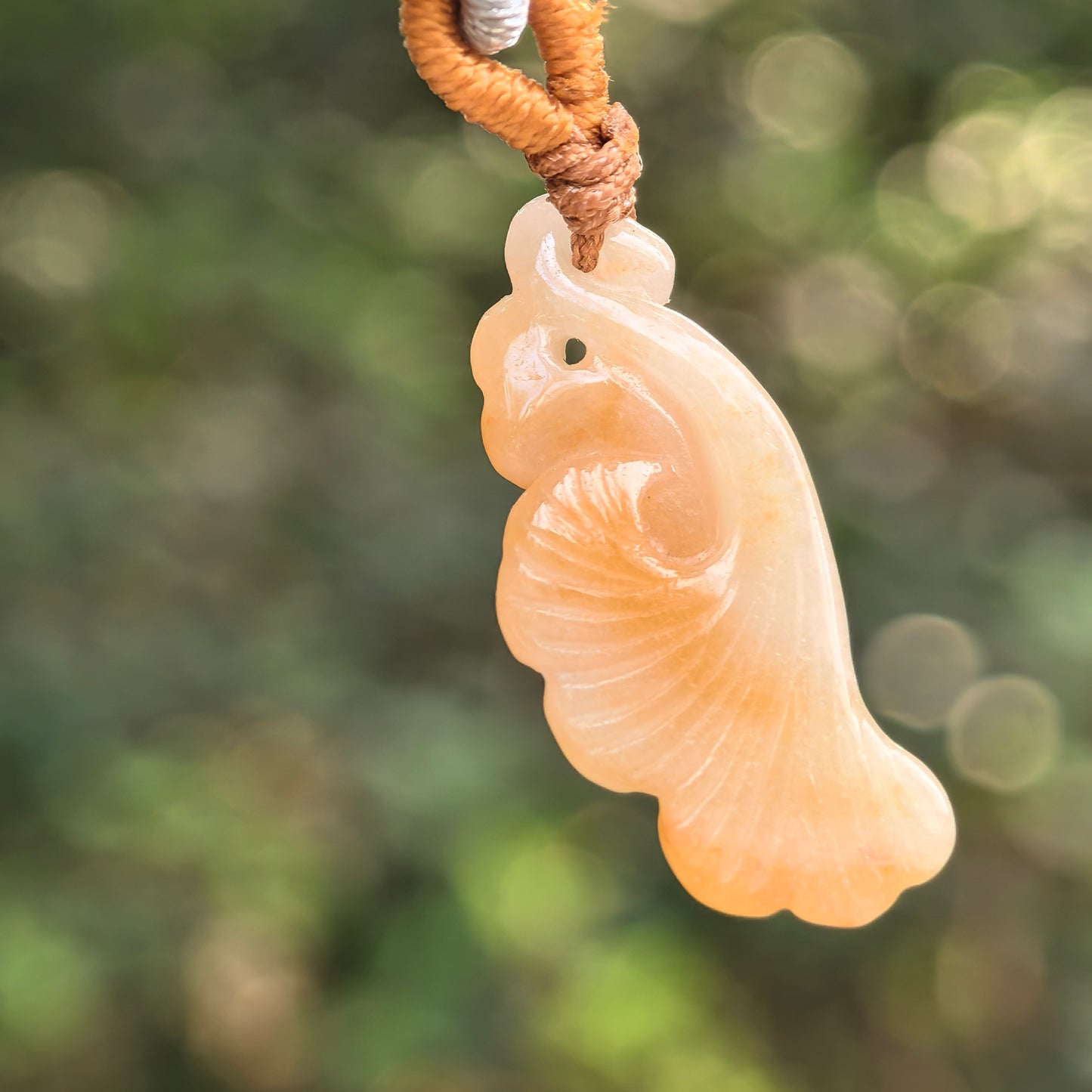 Natural Grade-A Jadeite Glutinous-Icy Yellow Ginkgo Leaf Pendant · Burmese Jade