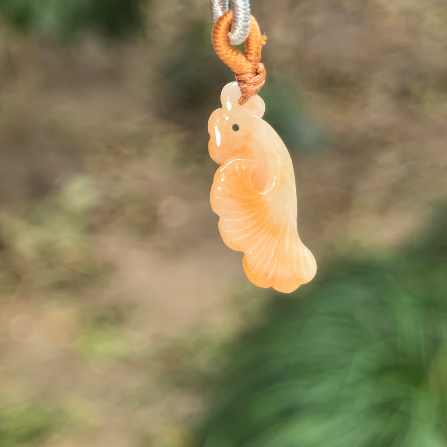 Natural Grade-A Jadeite Glutinous-Icy Yellow Ginkgo Leaf Pendant · Burmese Jade