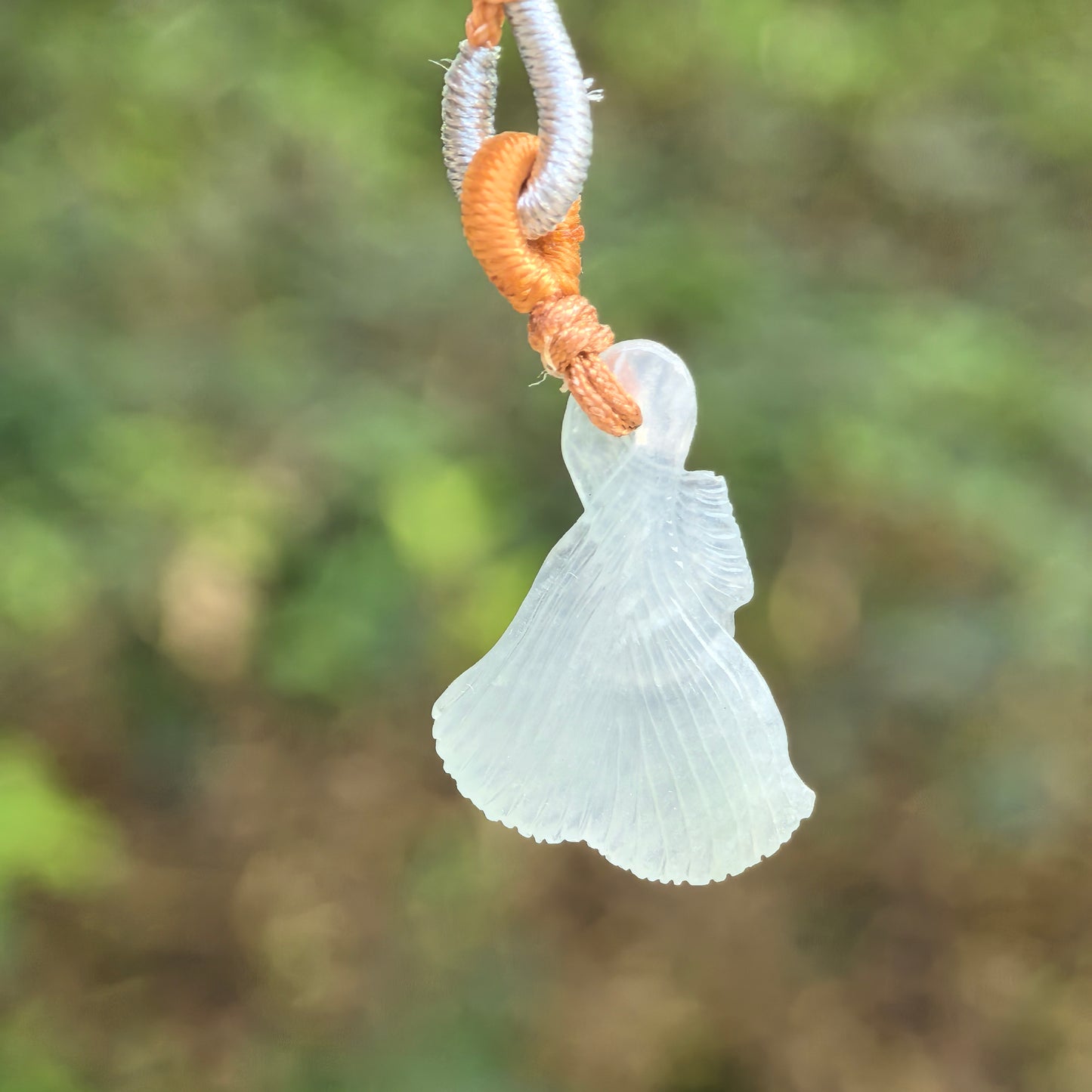 Natural Grade-A Jadeite Glutinous-Icy Blue Ginkgo Leaf Pendant · Burmese Jade
