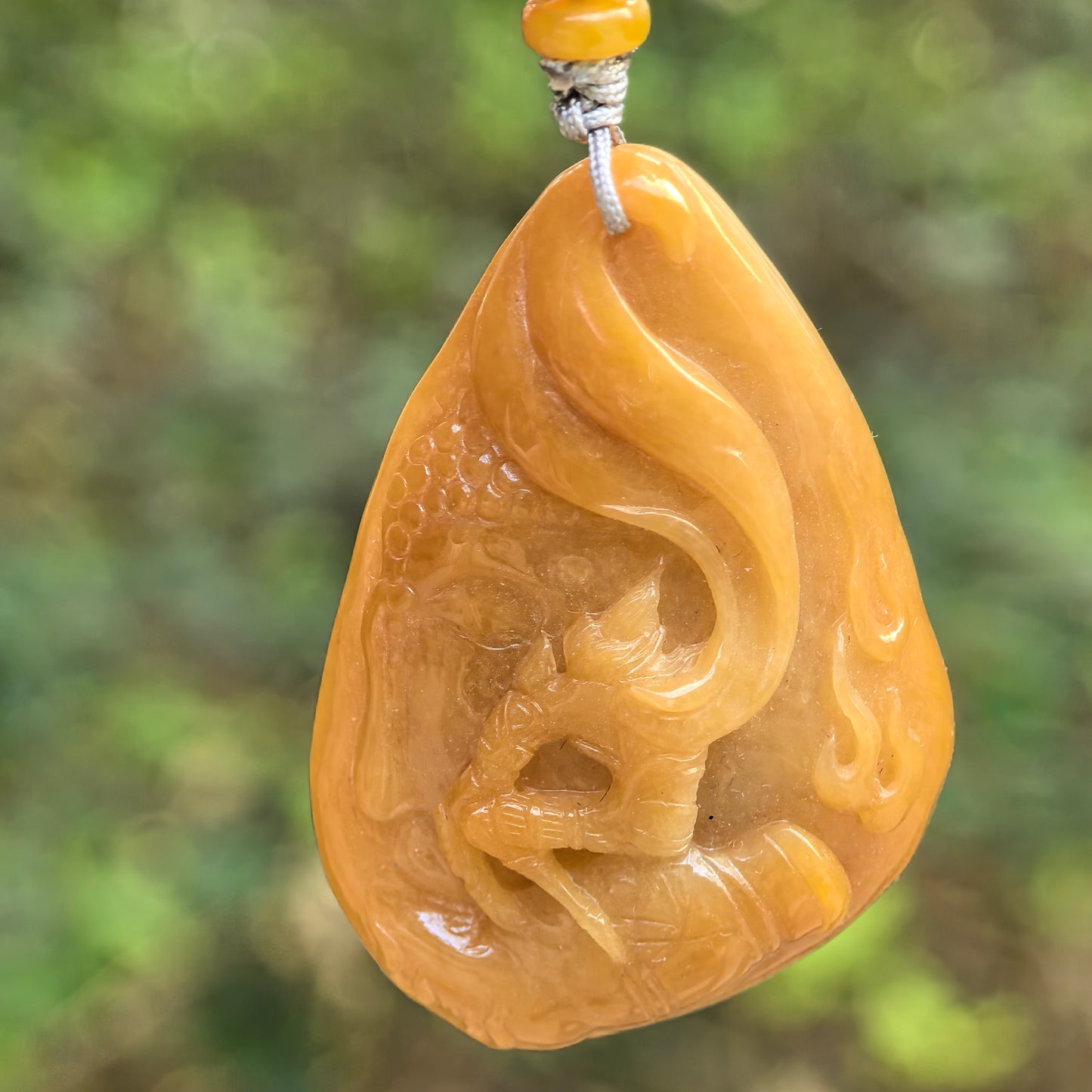 Natural Grade-A Jadeite Glutinous Icy Yellow “Monkey King Returns” Pendant · Burmese Jade