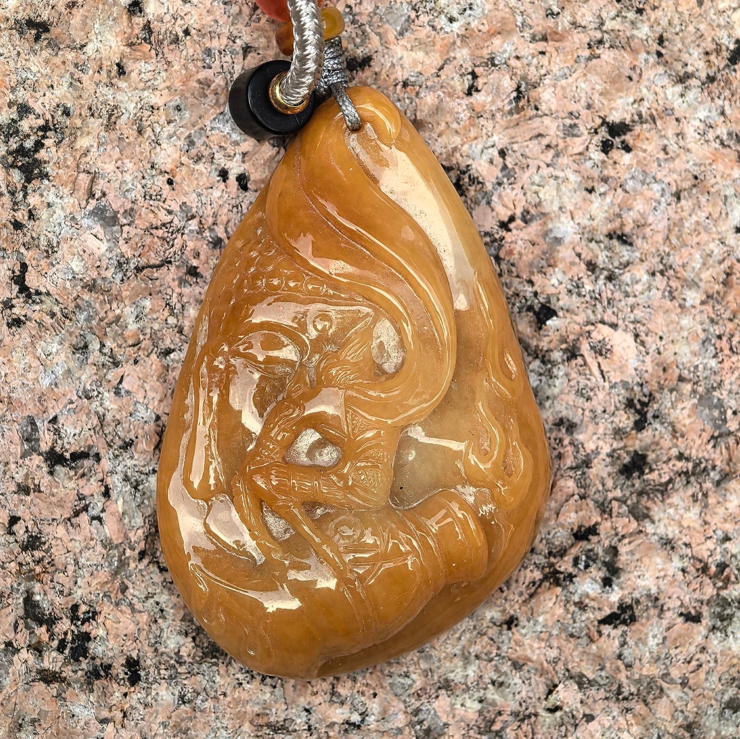 Natural Grade-A Jadeite Glutinous Icy Yellow “Monkey King Returns” Pendant · Burmese Jade