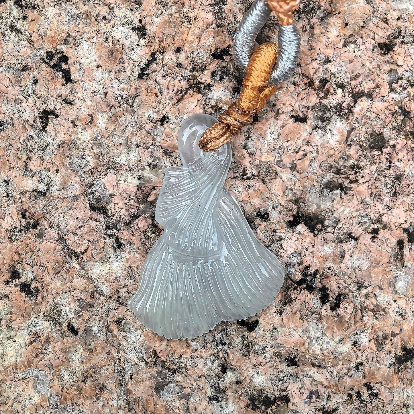 Natural Grade-A Jadeite Glutinous-Icy Blue Ginkgo Leaf Pendant · Burmese Jade