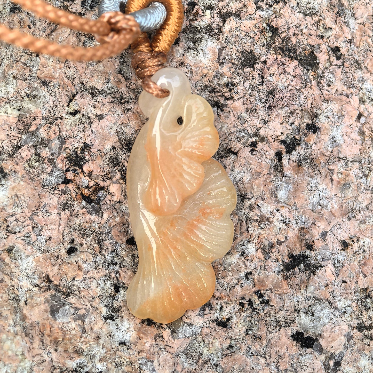 Natural Grade-A Jadeite Glutinous-Icy Yellow Ginkgo Leaf Pendant · Burmese Jade