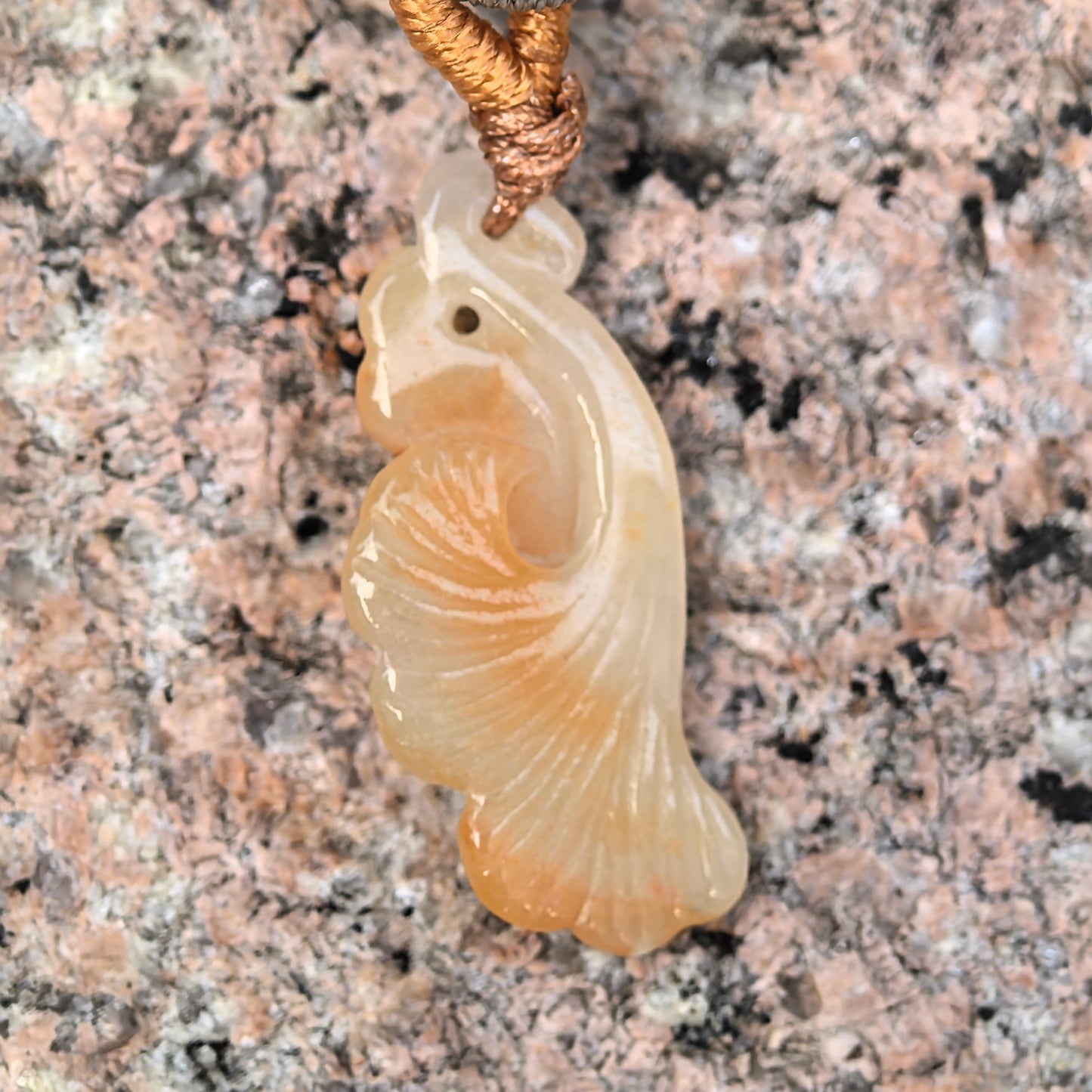 Natural Grade-A Jadeite Glutinous-Icy Yellow Ginkgo Leaf Pendant · Burmese Jade