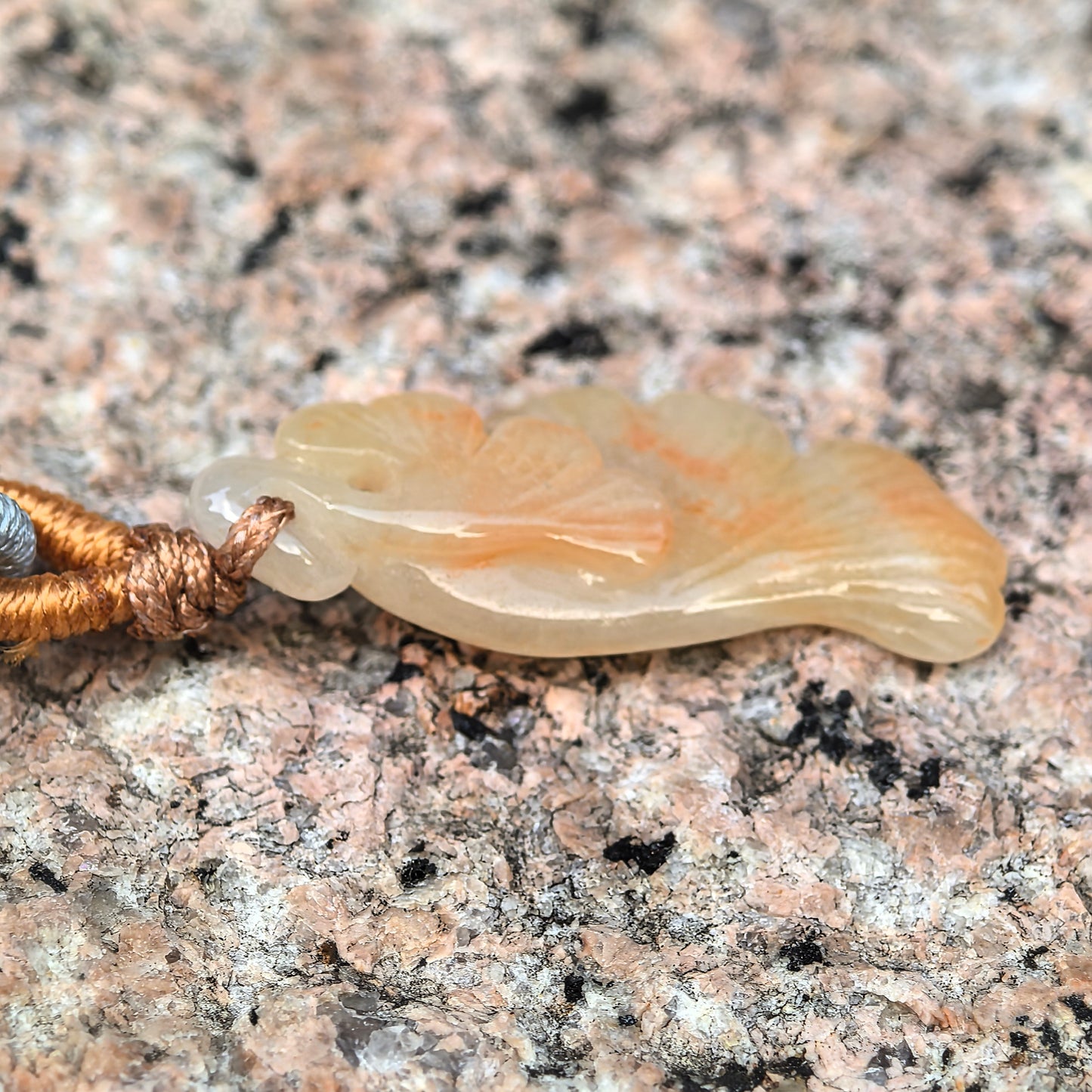Natural Grade-A Jadeite Glutinous-Icy Yellow Ginkgo Leaf Pendant · Burmese Jade