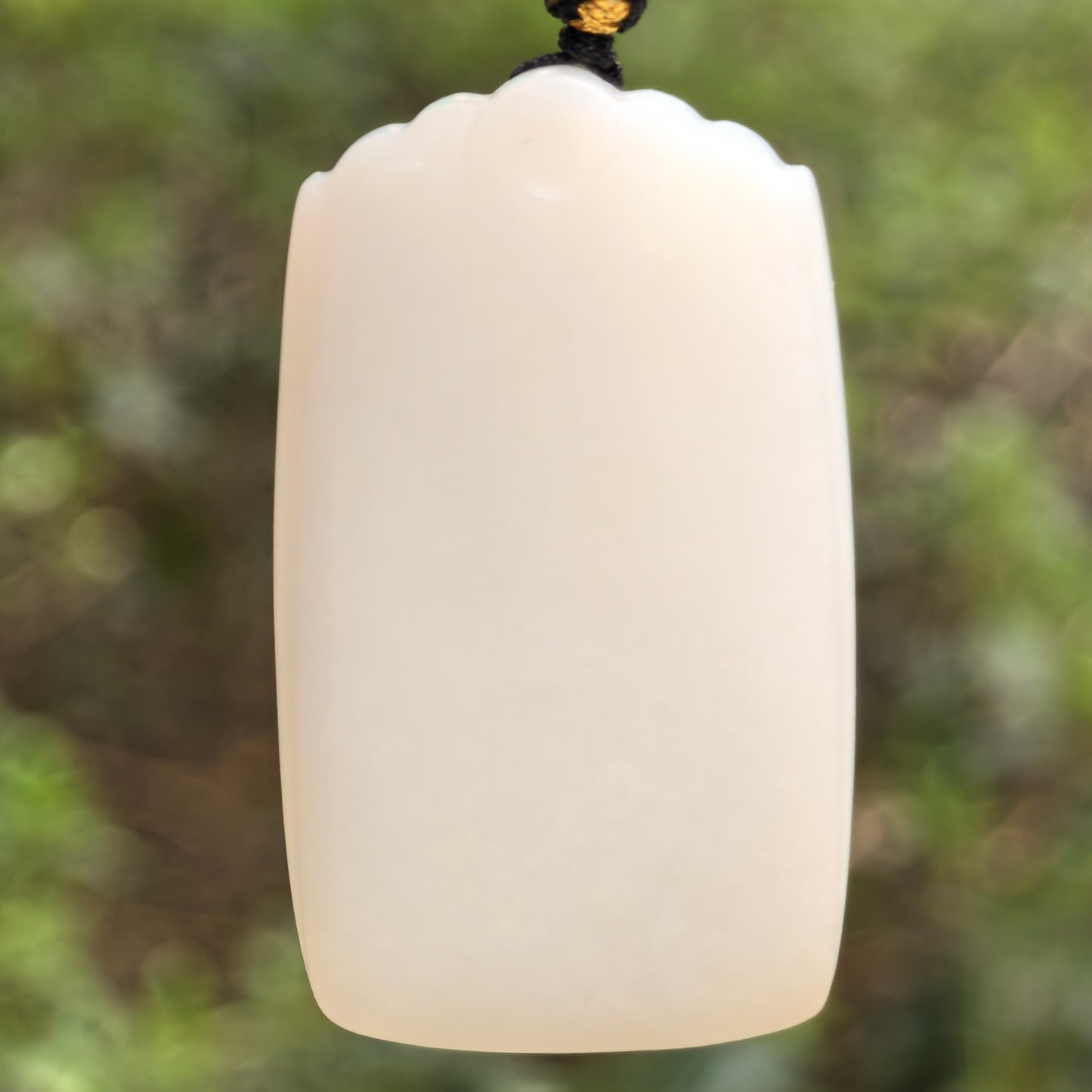 Natural Xinjiang Nephrite White Plain Jade Plaque Pendant · Hetian Jade