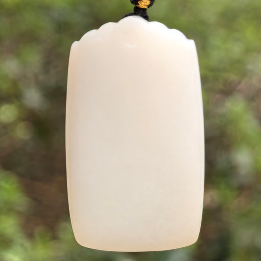 Natural Xinjiang Nephrite White Plain Jade Plaque Pendant · Hetian Jade