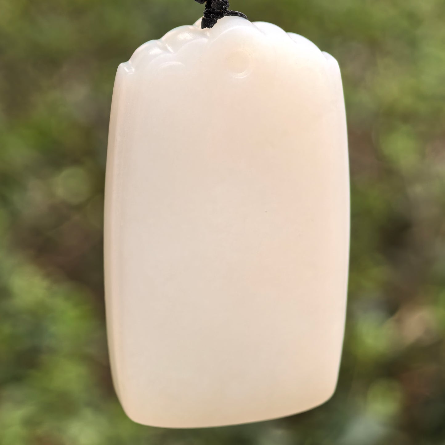 Natural Xinjiang Nephrite White Plain Jade Plaque Pendant · Hetian Jade