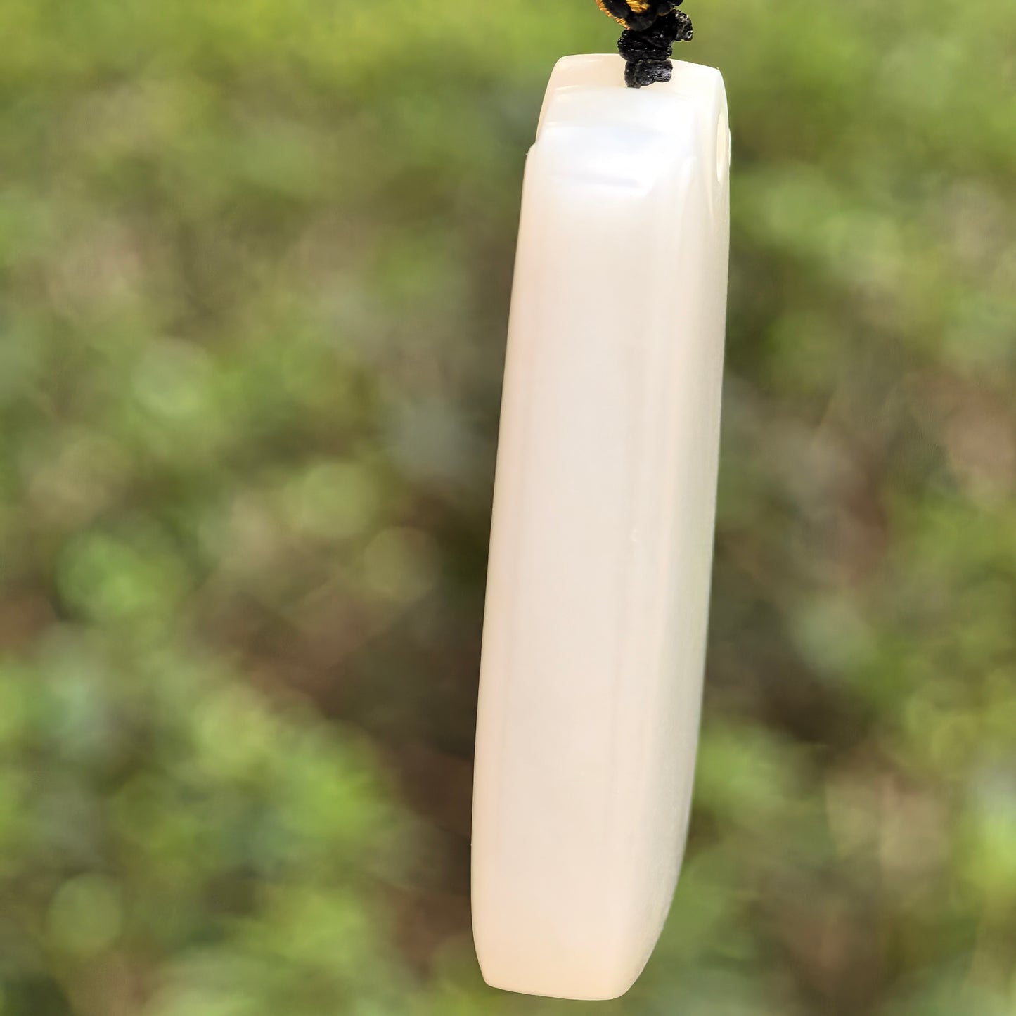 Natural Xinjiang Nephrite White Plain Jade Plaque Pendant · Hetian Jade