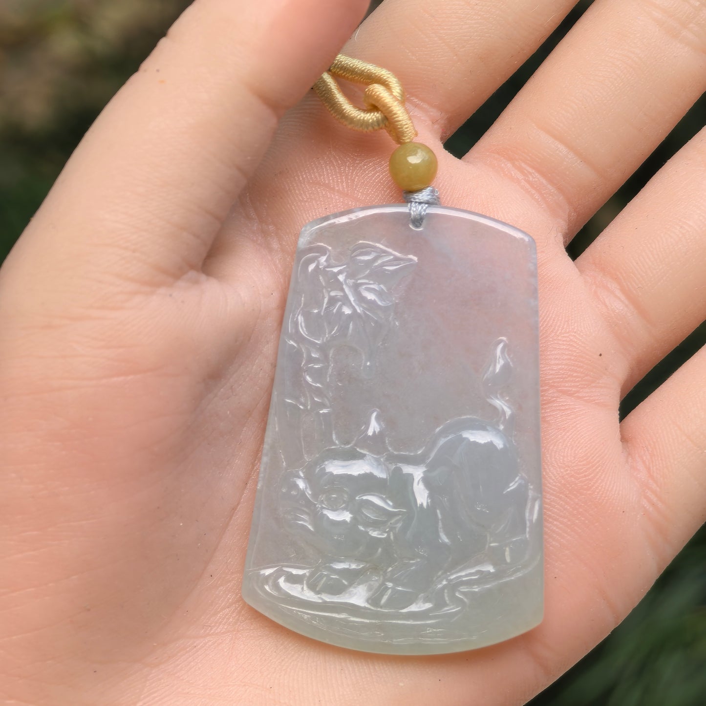 Natural Grade-A Glutinous-Icy Light Green Pig Jadeite Plaque Pendant ·Burmese Jade