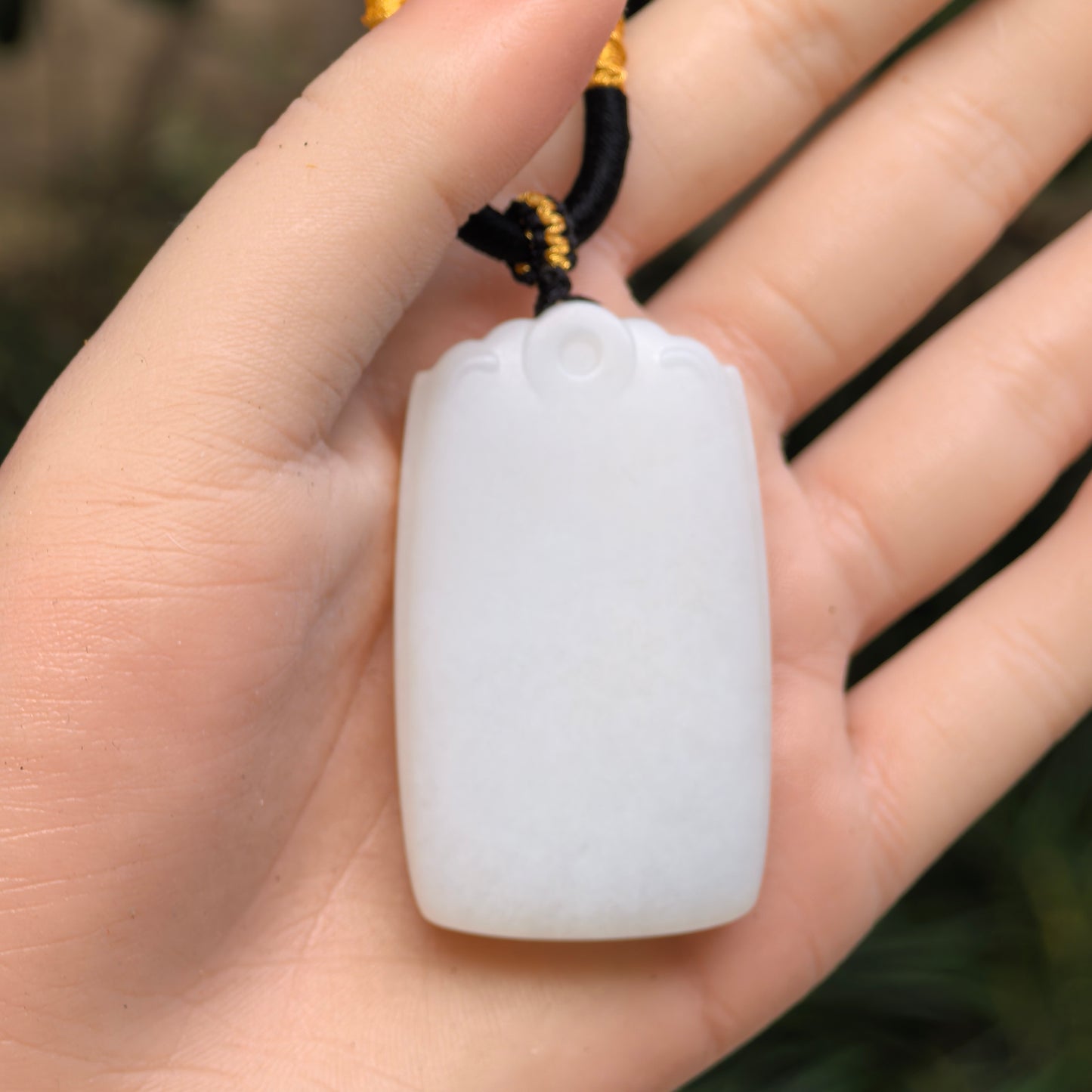 Natural Xinjiang Nephrite White Plain Jade Plaque Pendant · Hetian Jade