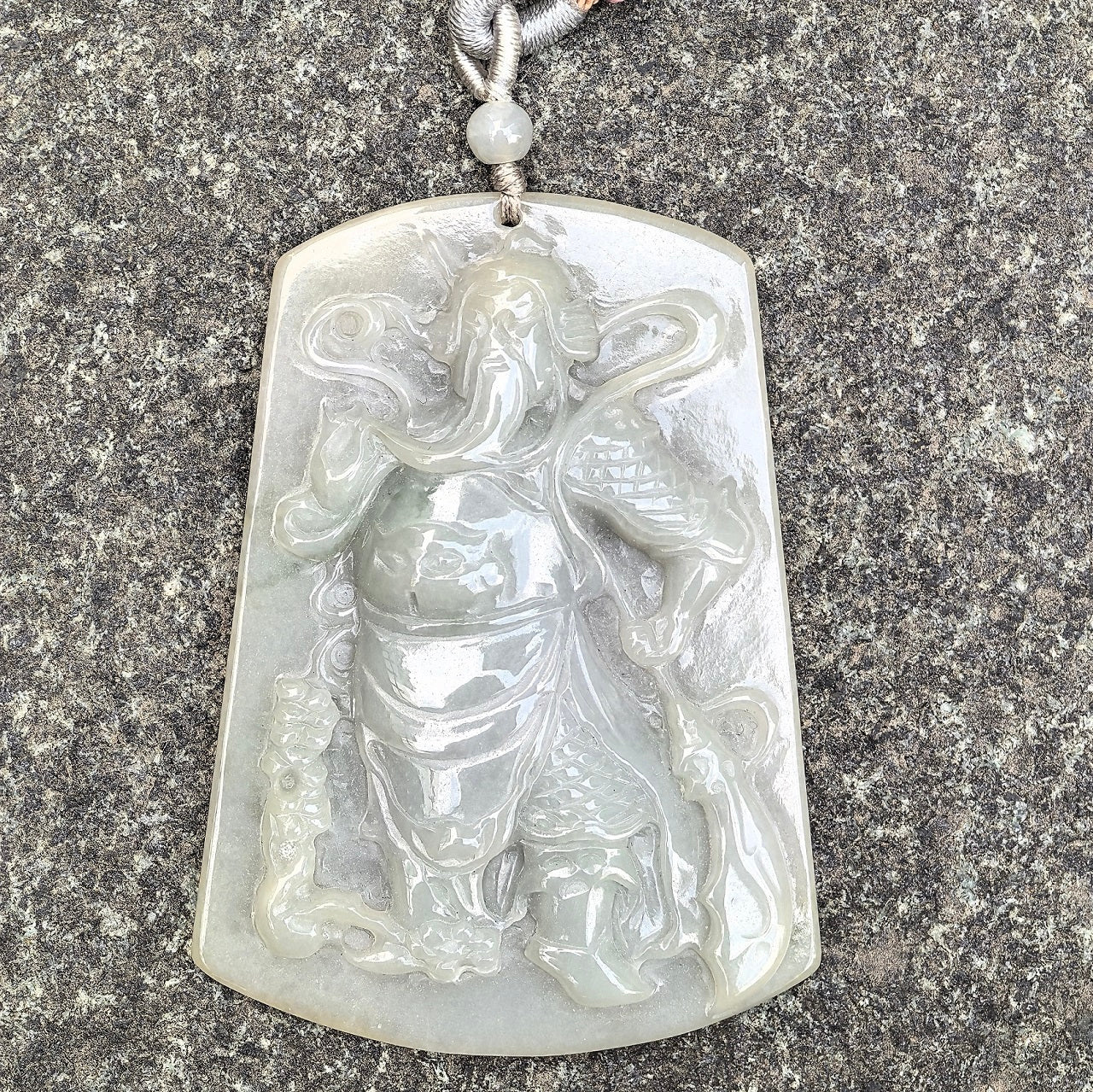 Natural Grade-A Glutinous Jadeite Guan Gong Pendant ·Burmese Jade