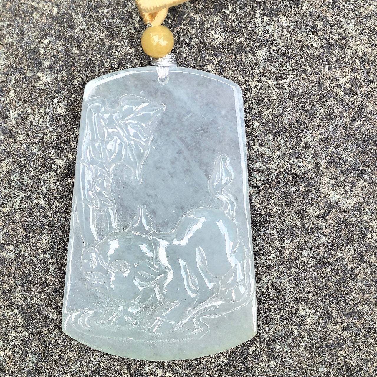 Natural Grade-A Glutinous-Icy Light Green Pig Jadeite Plaque Pendant ·Burmese Jade