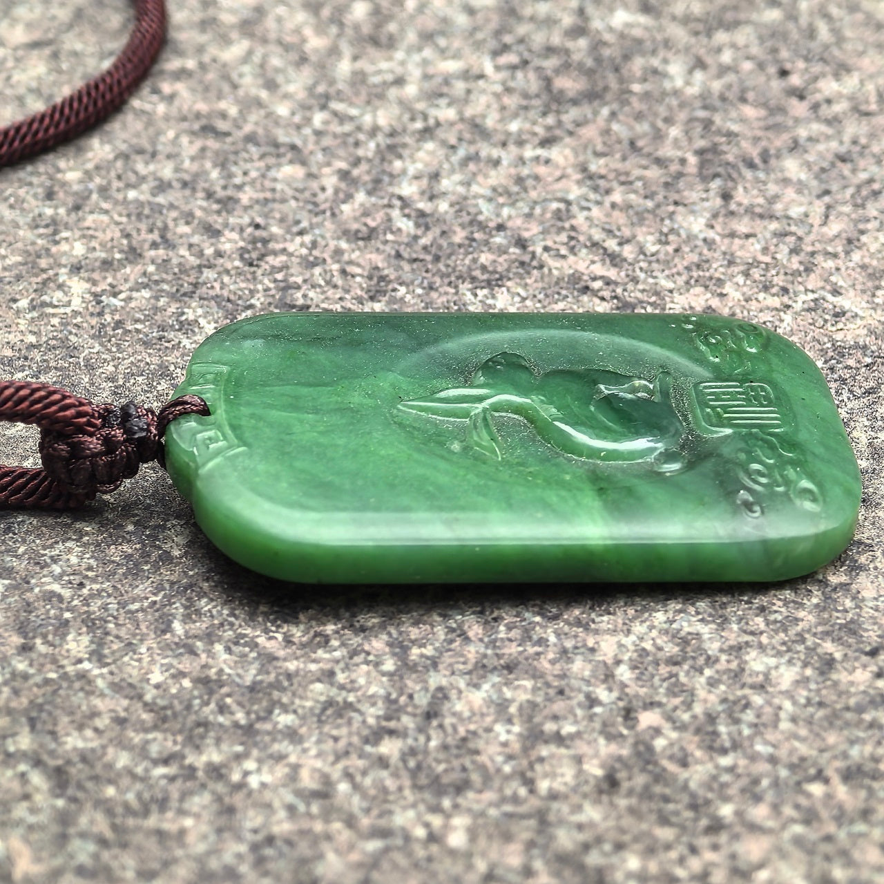 Natural Xinjiang Nephrite Spinach Green Rabbit Pendant · Hetian Jade
