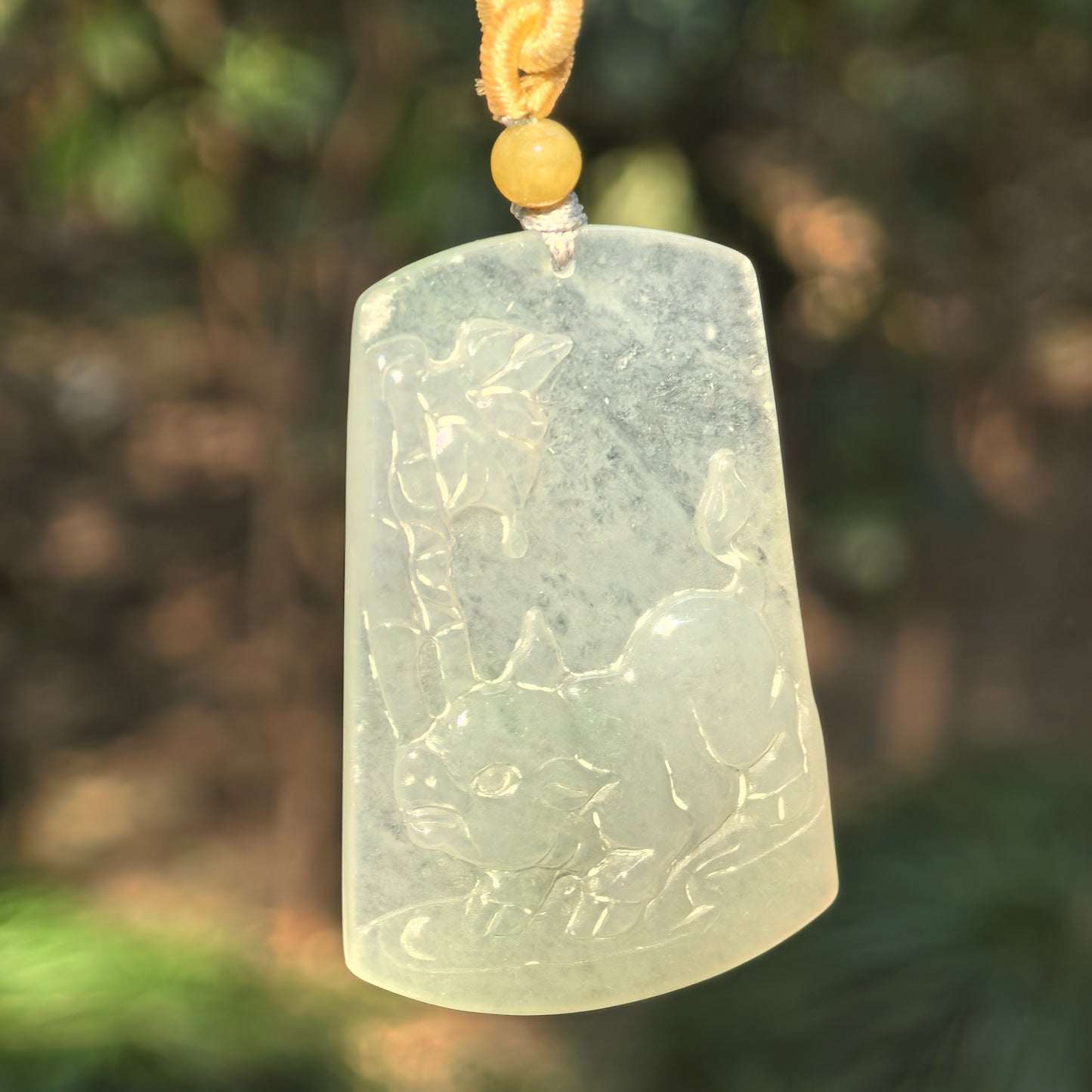 Natural Grade-A Glutinous-Icy Light Green Pig Jadeite Plaque Pendant ·Burmese Jade