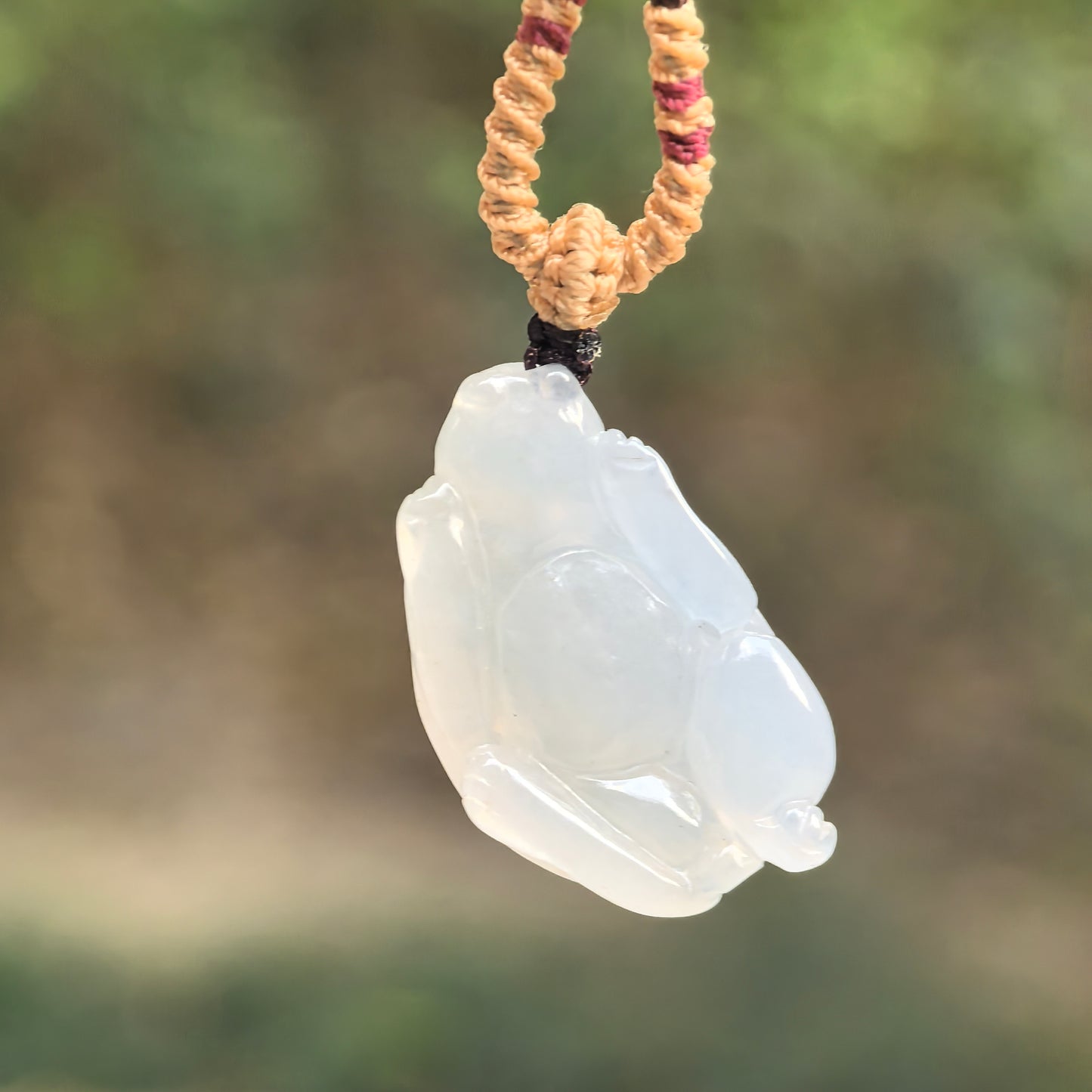 Natural Grade-A Icy Translucent Clean Dragon Turtle Jadeite Pendant ·Burmese Jade