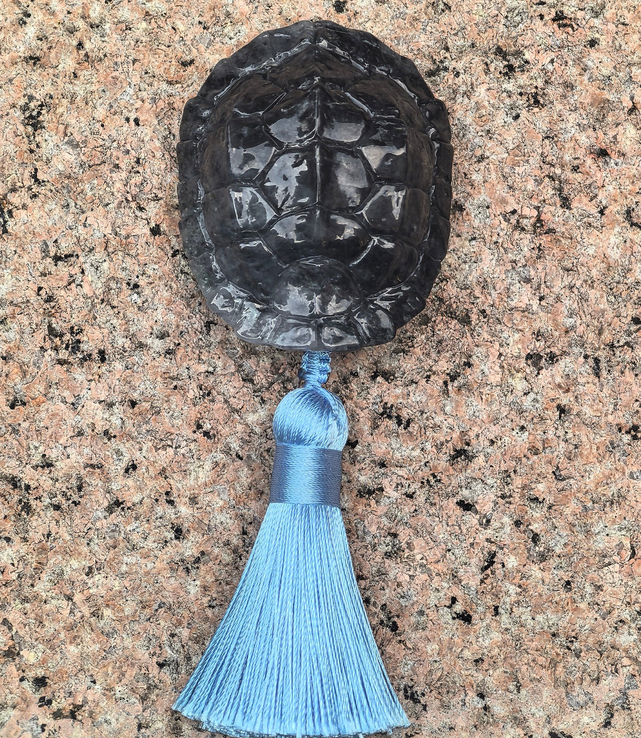 Natural Grade-A Black-and-White Jadeite Turtle Shell Carving Ornament ·Burmese Jade