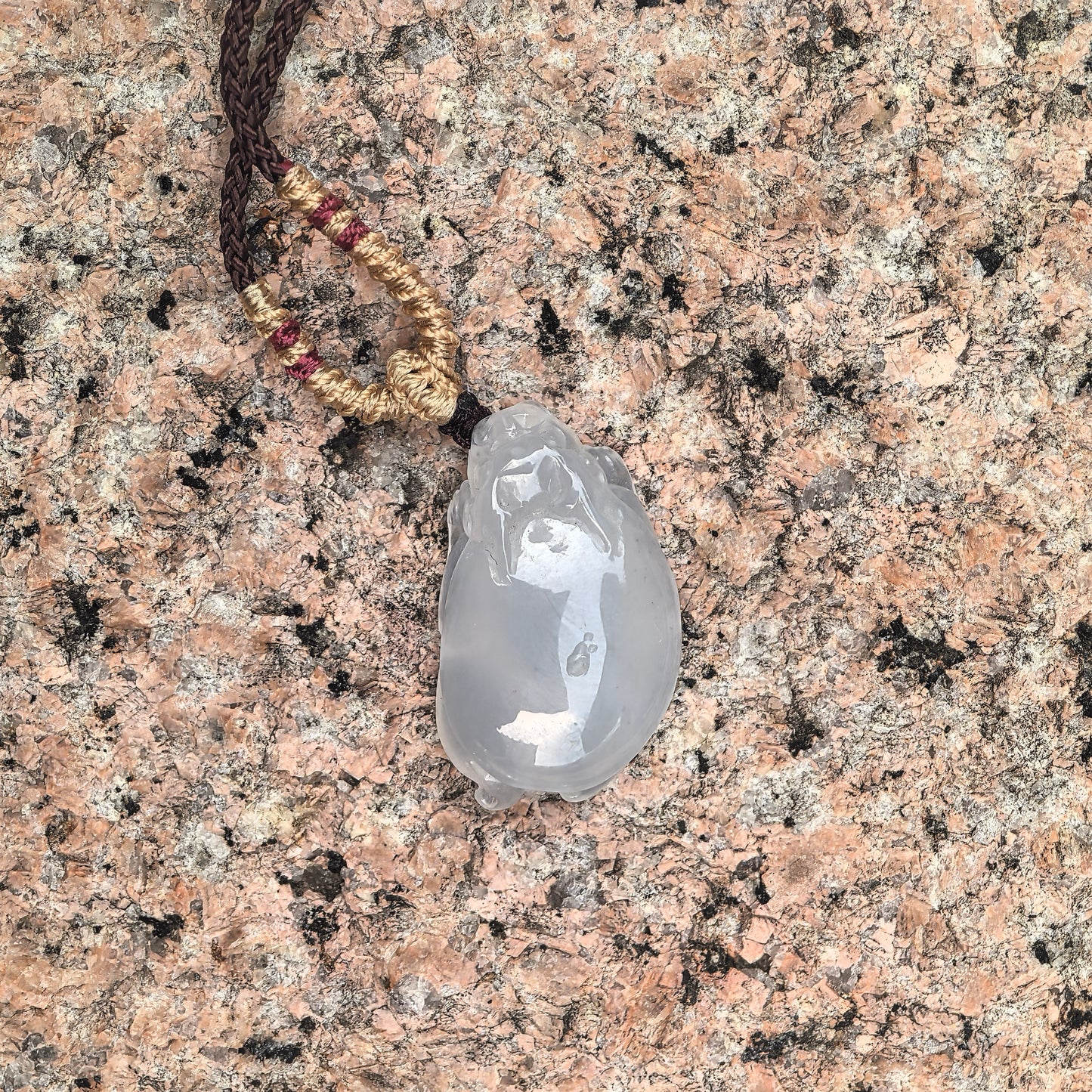 Natural Grade-A Icy Translucent Clean Dragon Turtle Jadeite Pendant ·Burmese Jade