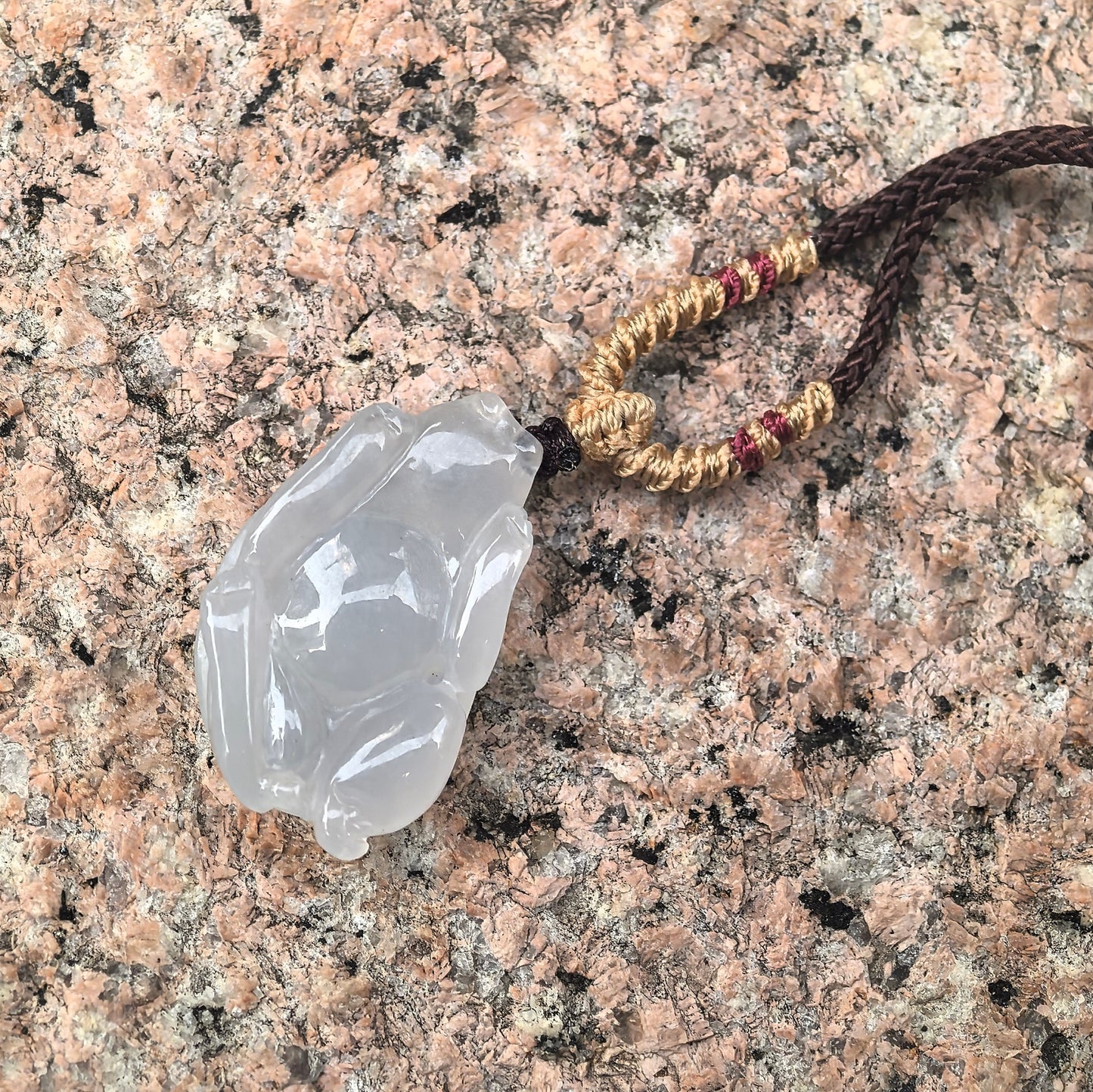 Natural Grade-A Icy Translucent Clean Dragon Turtle Jadeite Pendant ·Burmese Jade