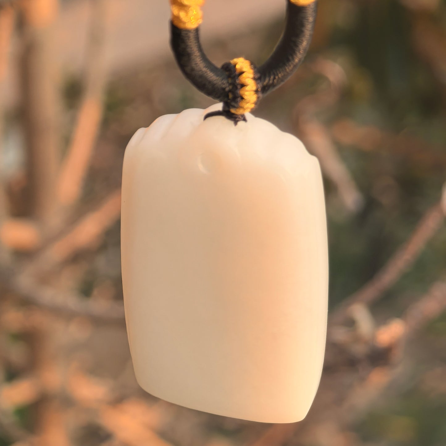 Natural Xinjiang Nephrite White Plain Jade Plaque Pendant · Hetian Jade