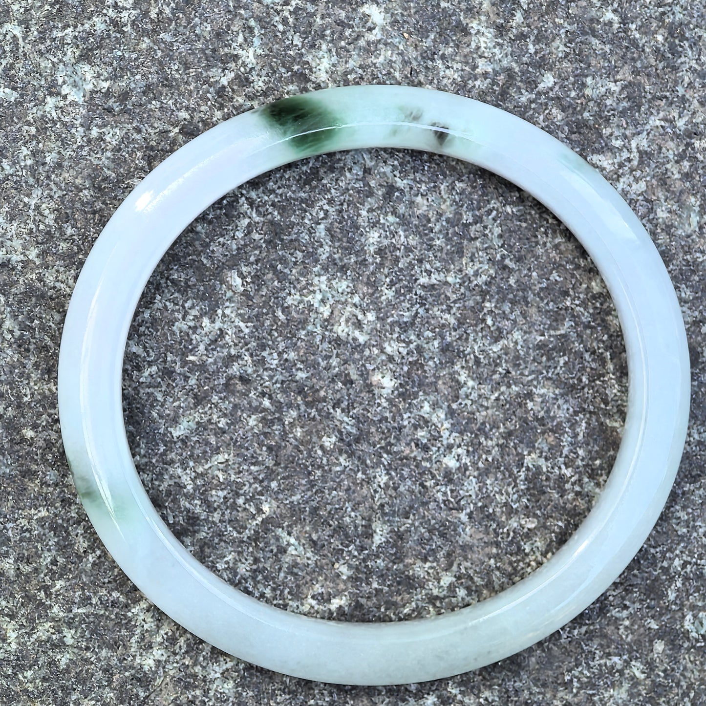 Natural Grade-A Glutinous-Icy Green Floating Flower Oval Jadeite Bangle ·Burmese Jade