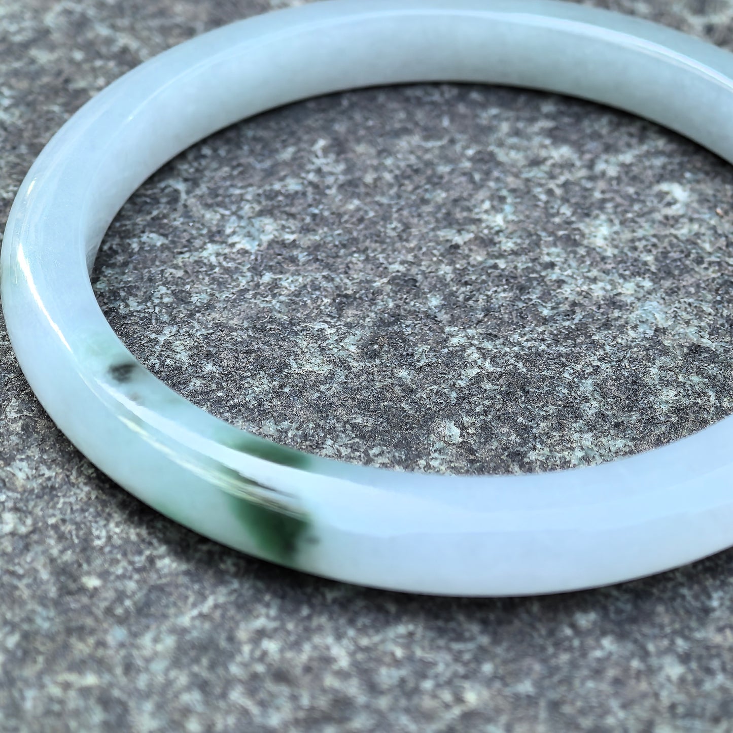 Natural Grade-A Glutinous-Icy Green Floating Flower Oval Jadeite Bangle ·Burmese Jade